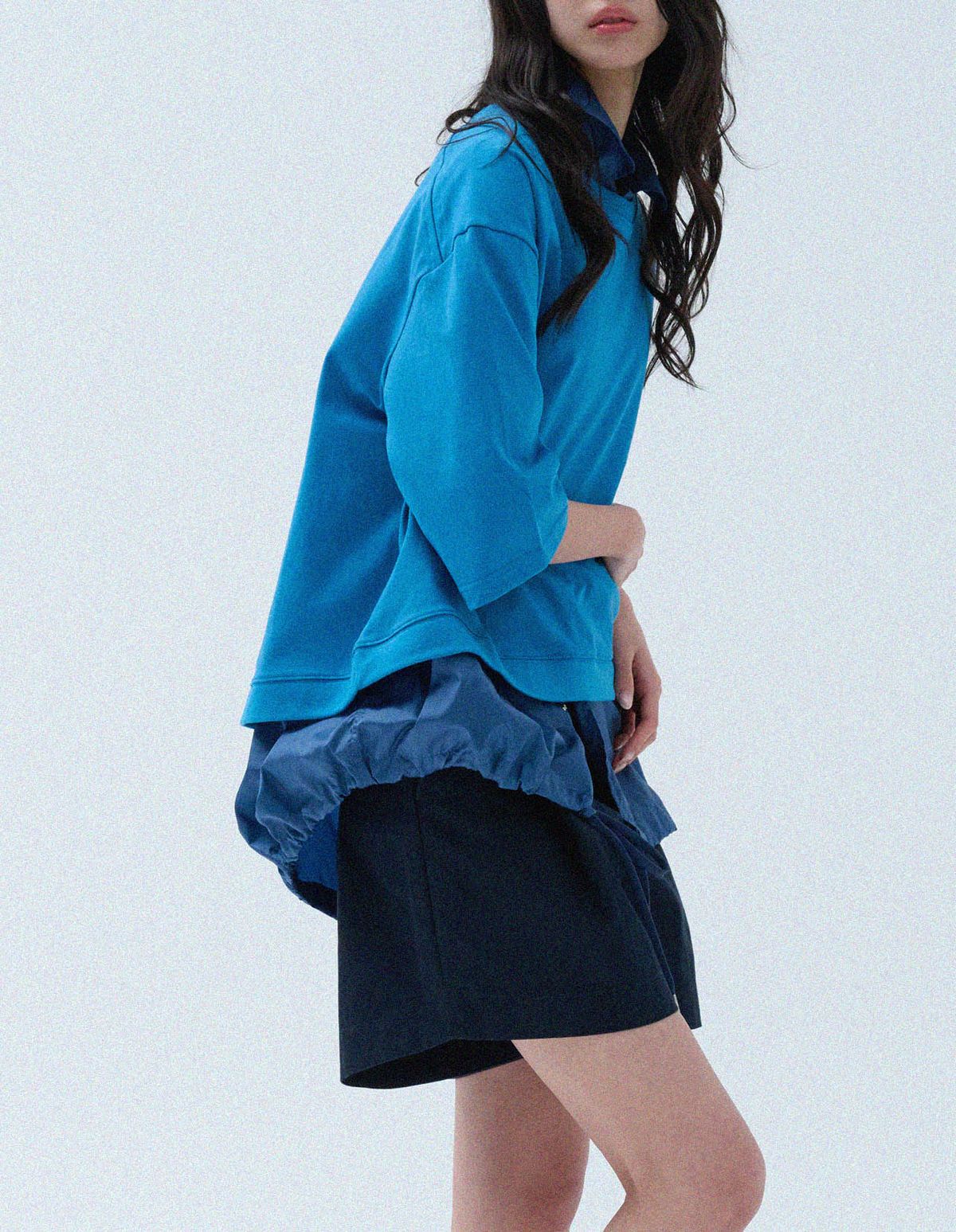 네일비(NEILBE) 슬리브 크롭 스웻컷슈 30s [the blue]