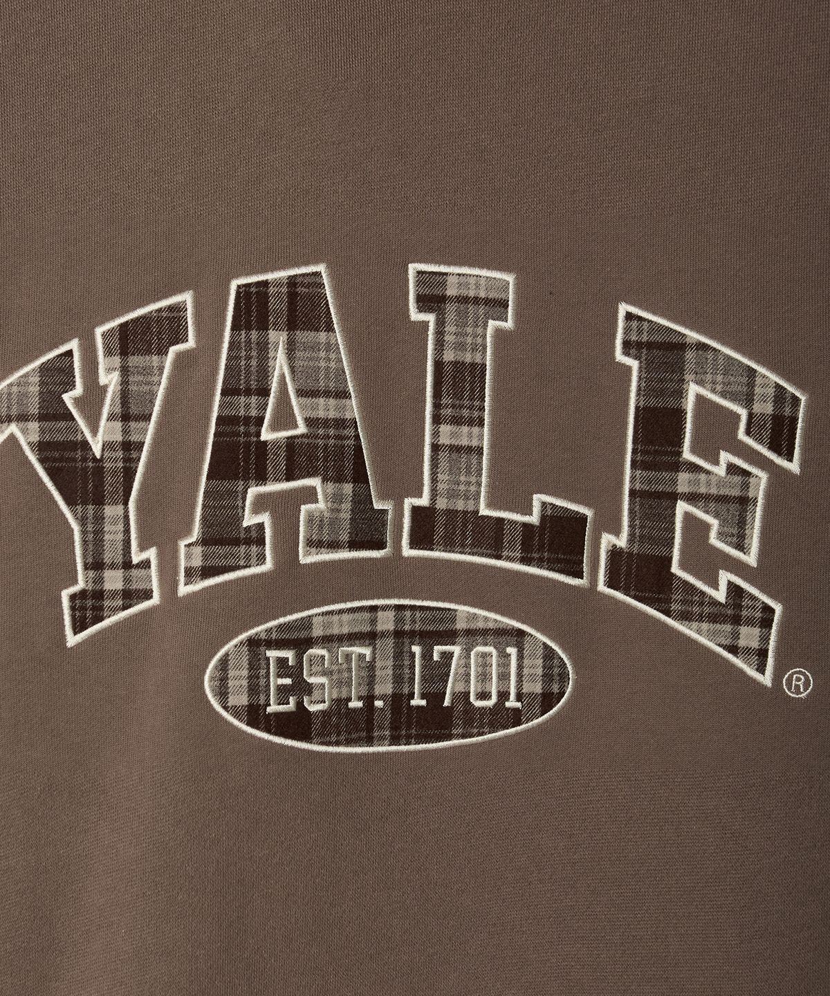예일(YALE) 체크 투톤아치 후드_브라운