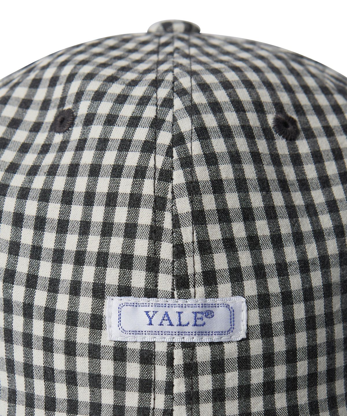 예일(YALE) 시어서커 깅엄체크 아치 로고 모자_블랙