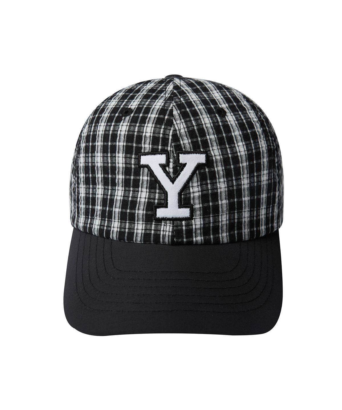 예일(YALE) 나일론 멀티 체크 Y 로고 모자_블랙
