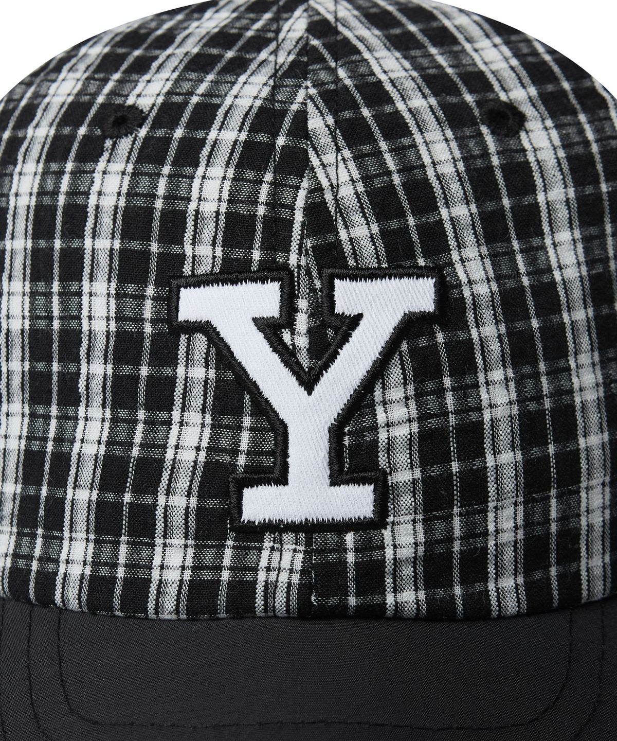 예일(YALE) 나일론 멀티 체크 Y 로고 모자_블랙