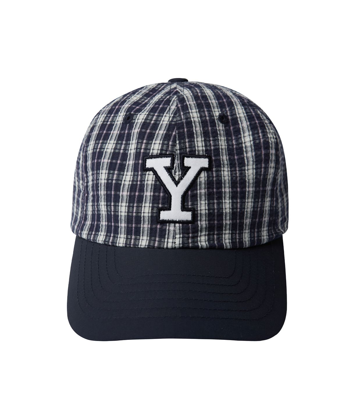 예일(YALE) 나일론 멀티 체크 Y 로고 모자_네이비