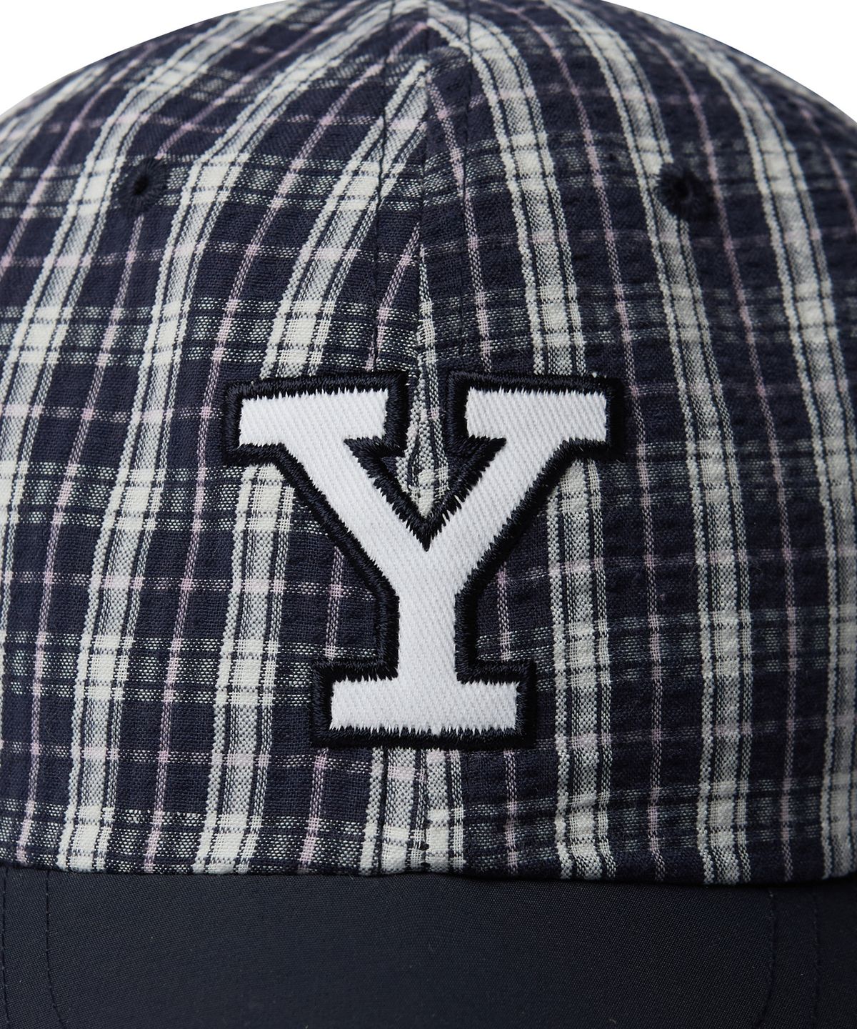 예일(YALE) 나일론 멀티 체크 Y 로고 모자_네이비