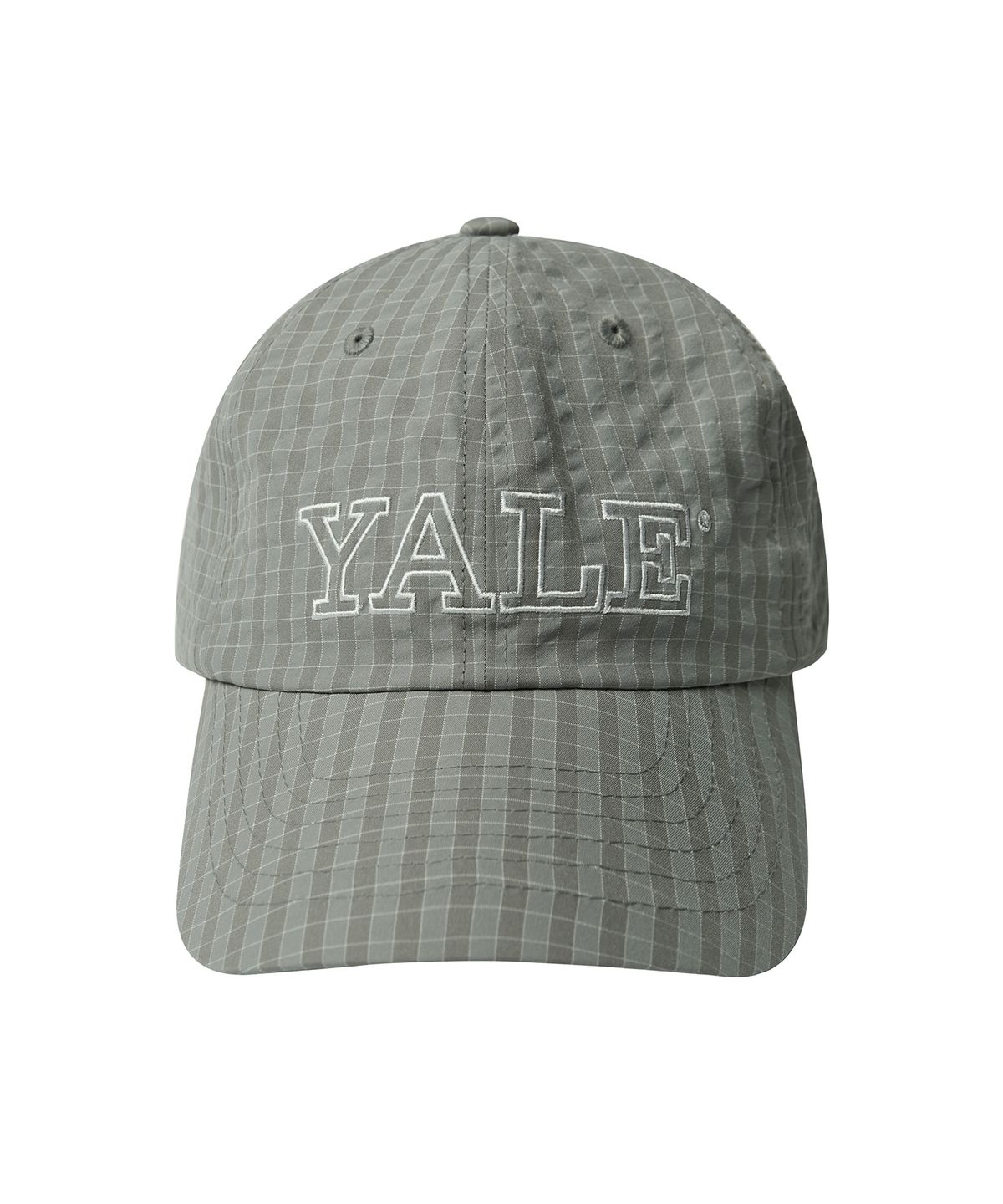 예일(YALE) 시어서커 체크 빅 로고 모자_그레이