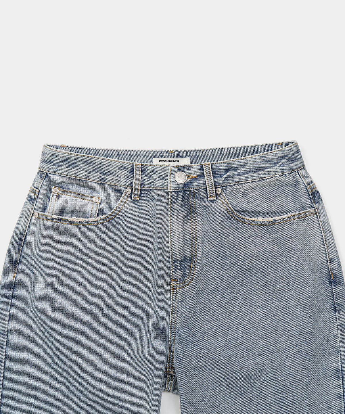 엑스컨테이너(EXCONTAINER) 그런지 포켓 플레어 데님 팬츠 (LIGHT BLUE)