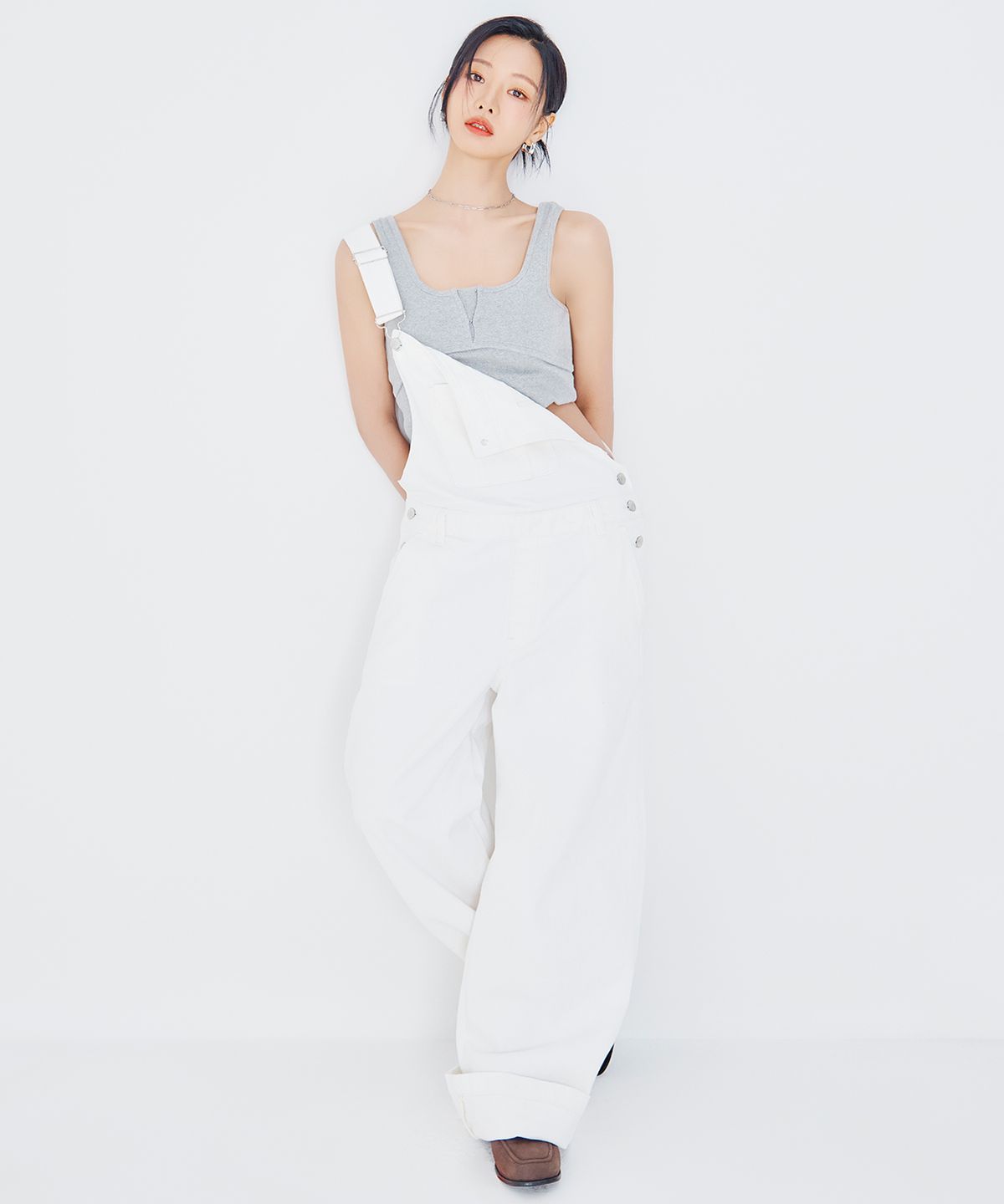플랙 우먼(PLAC WOMEN) 데님 오버롤 M32 아이보리