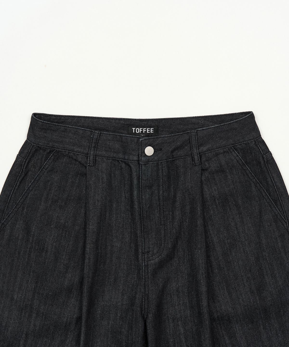 토피(TOFFEE) 원턱 로우 데님 팬츠 (BLACK)