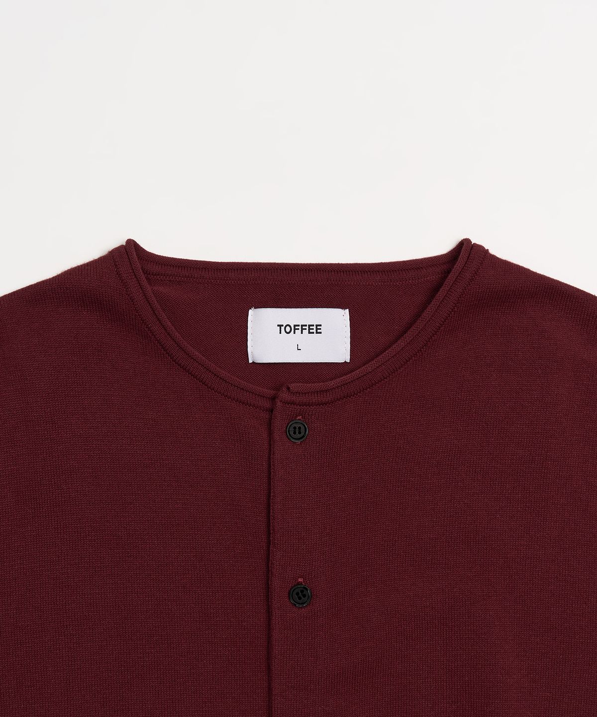 토피(TOFFEE) 컷오프 라운드넥 가디건 (RED)