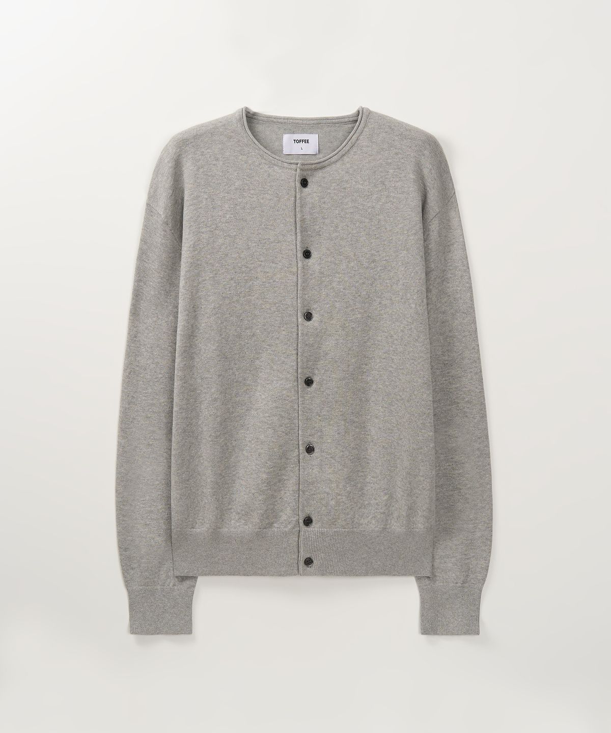 토피(TOFFEE) 컷오프 라운드넥 가디건 (GREY)