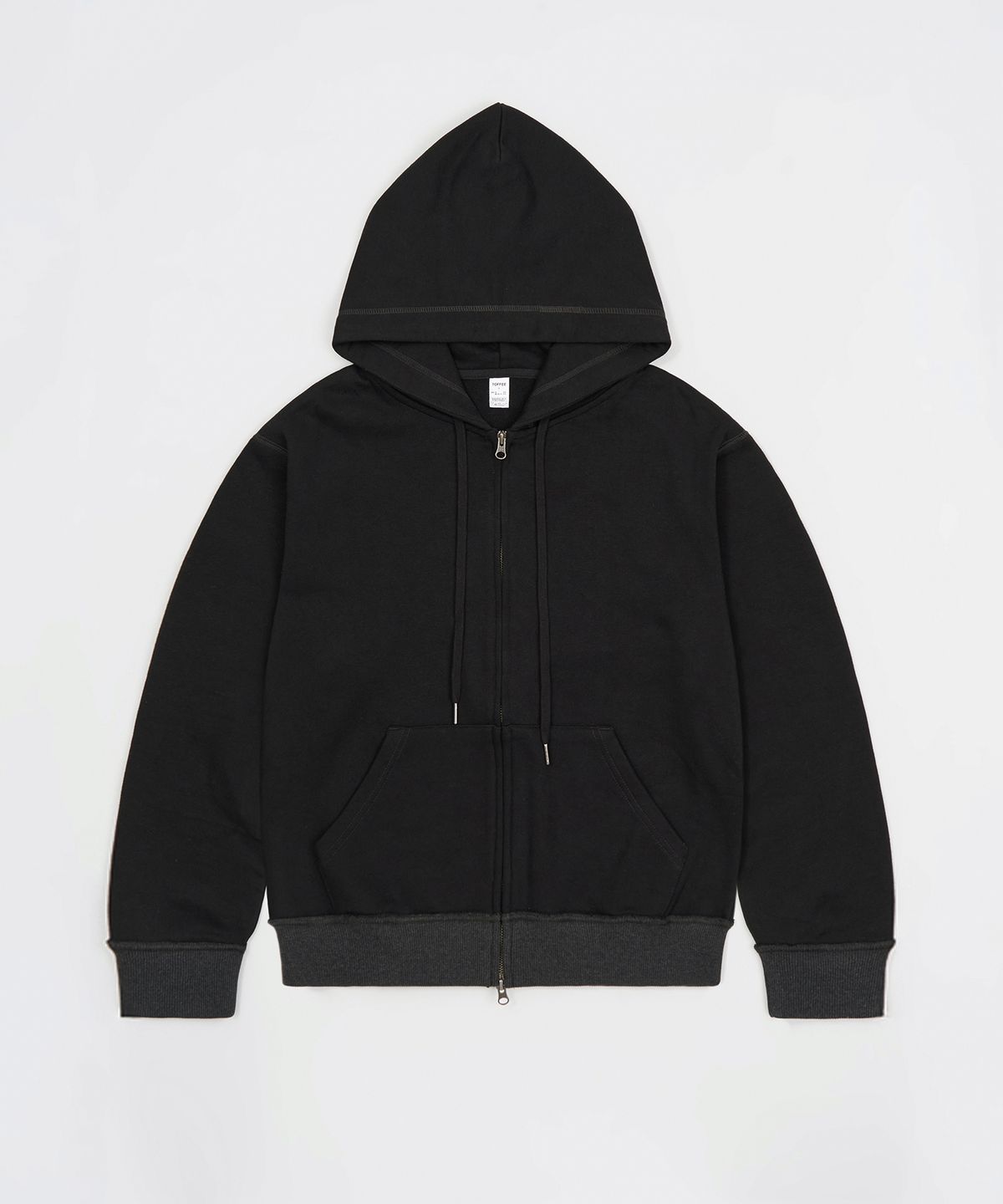 토피(TOFFEE) 세미 크롭 후드 집업 (BLACK)