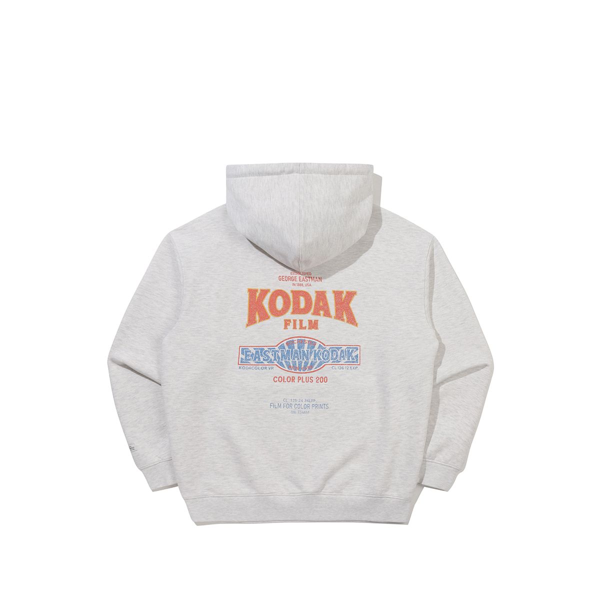 코닥(KODAK) 스노우 워싱 그래픽 후드 티셔츠 WHITE MELANGE
