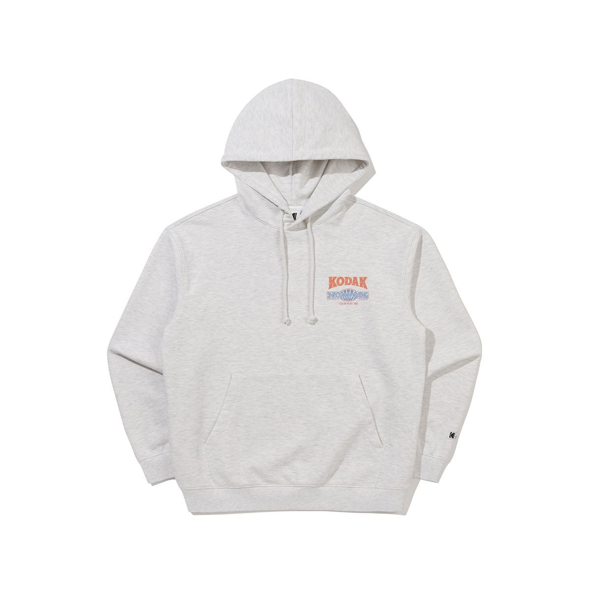 코닥(KODAK) 스노우 워싱 그래픽 후드 티셔츠 WHITE MELANGE