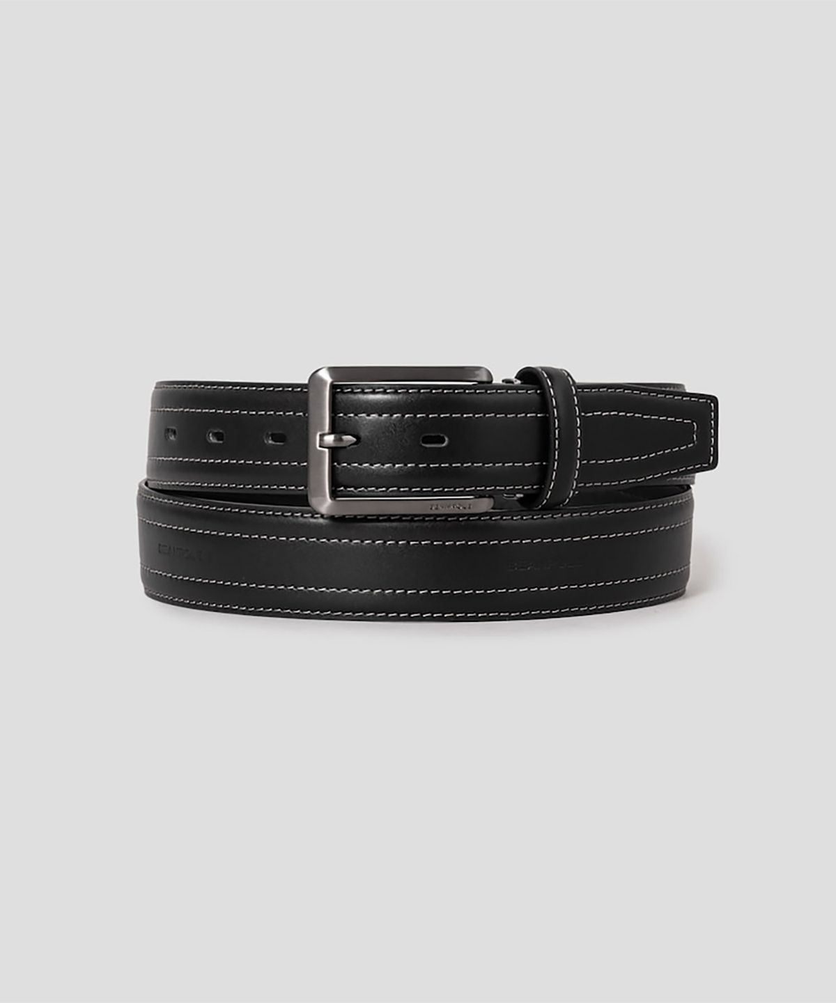 빈폴 액세서리(BEANPOLE ACCESSORY) 가죽 로고엠보 사각 버클 벨트  블랙