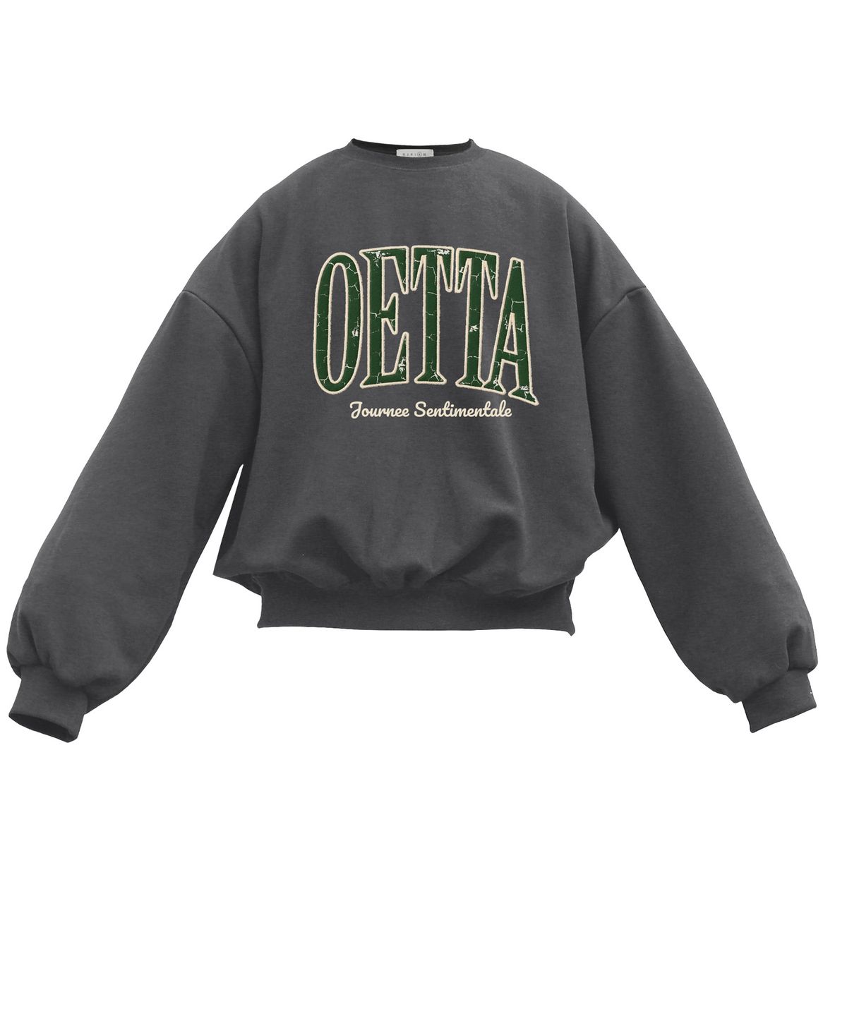 오에타(OETTA) 클래식 그린로고 더블 코튼 오버숄더 벌룬핏 맨투맨