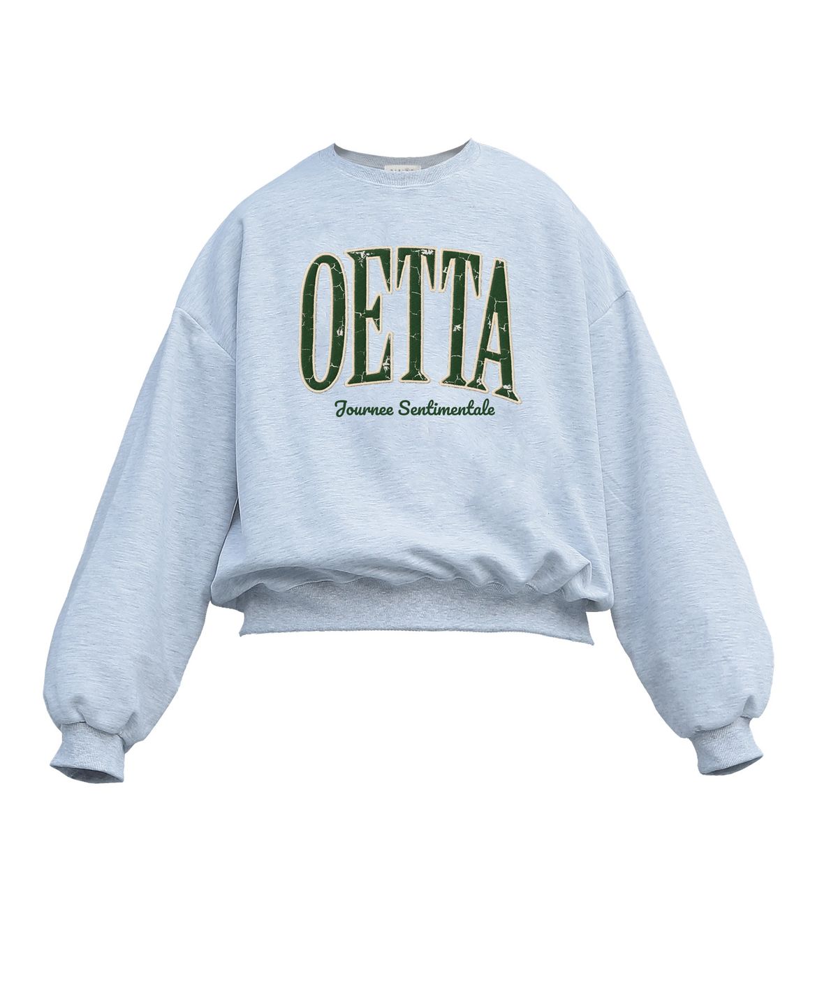 오에타(OETTA) 클래식 그린로고 더블 코튼 오버숄더 벌룬핏 맨투맨