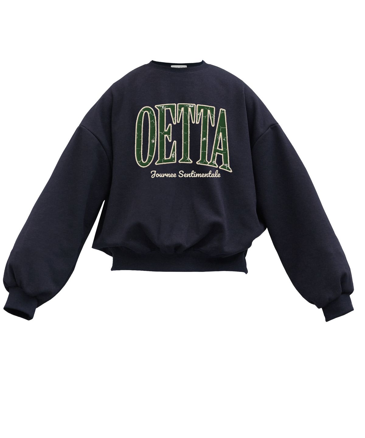 오에타(OETTA) 클래식 그린로고 더블 코튼 오버숄더 벌룬핏 맨투맨