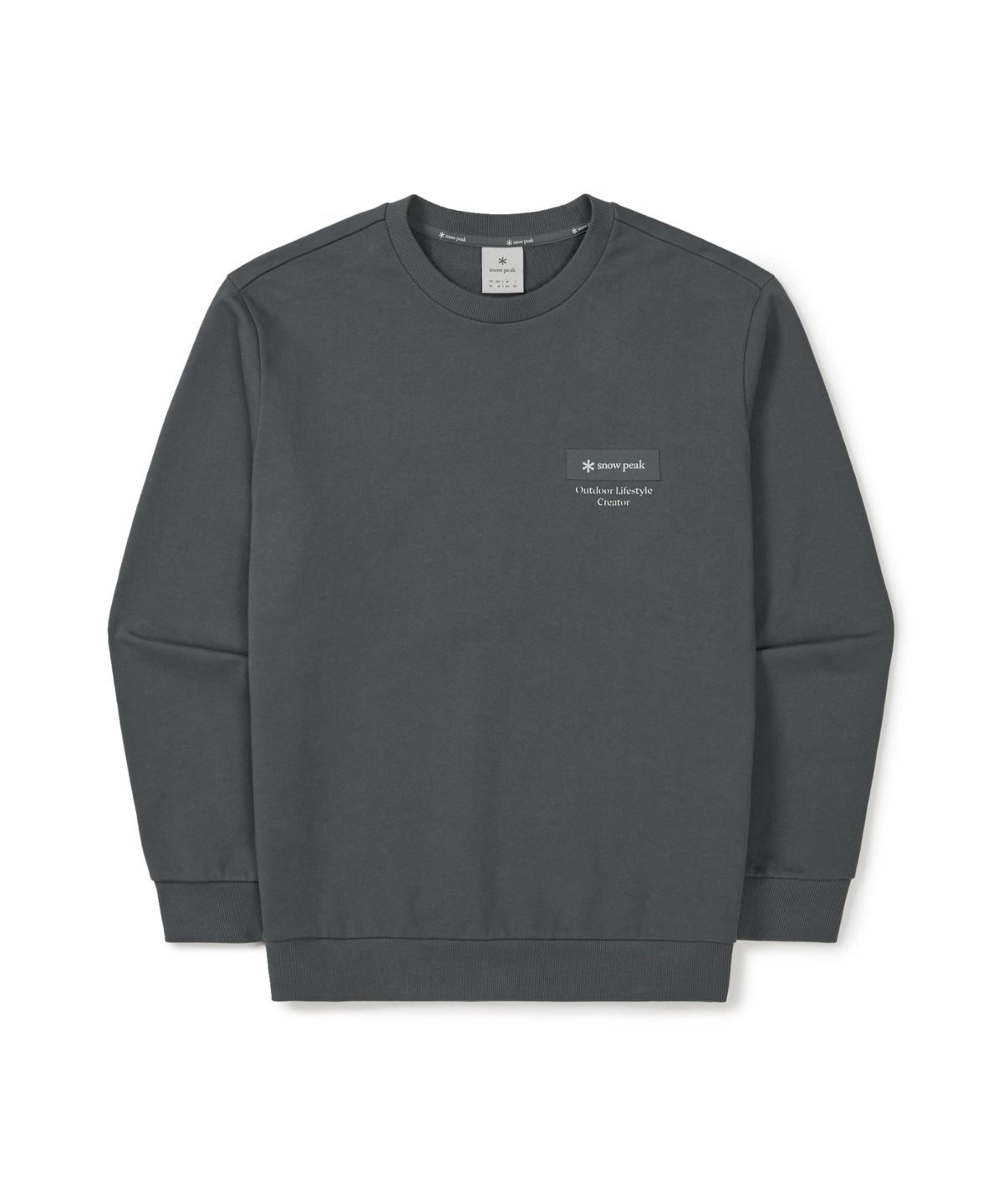 스노우피크 어패럴(SNOWPEAK APPAREL) 랜드 레터링 우븐 패치 맨투맨 (S26SMFHT54) Urban Green