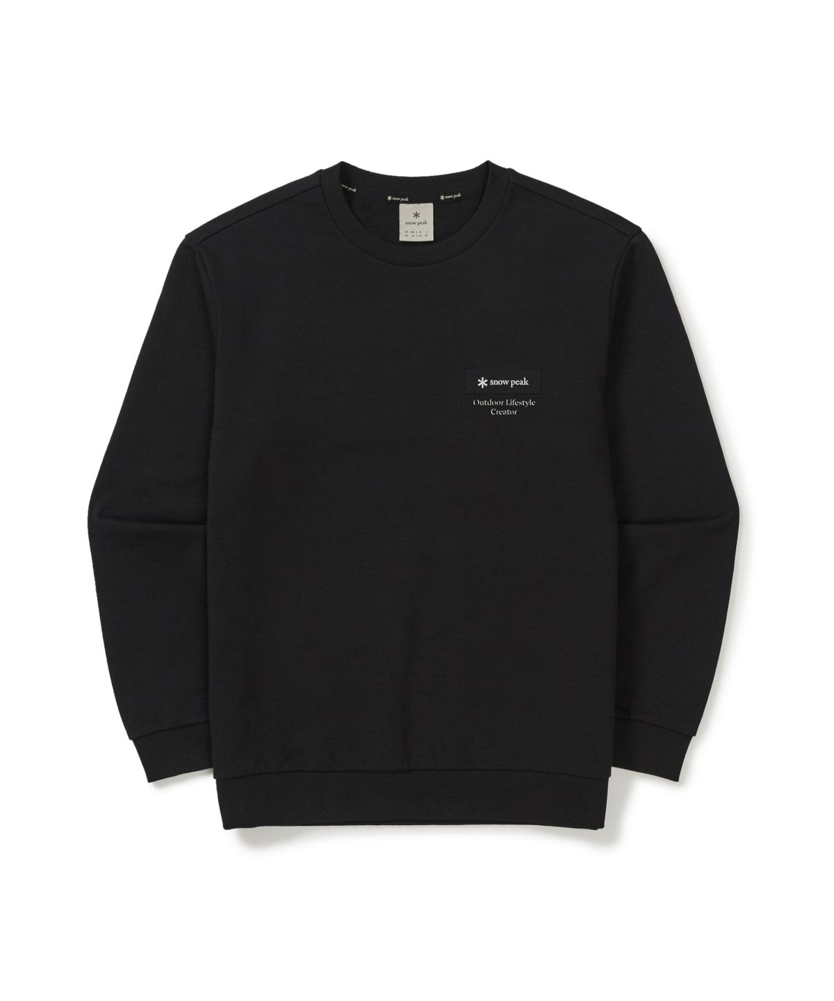 스노우피크 어패럴(SNOWPEAK APPAREL) 랜드 레터링 우븐 패치 맨투맨 (S26SMFHT54) Black