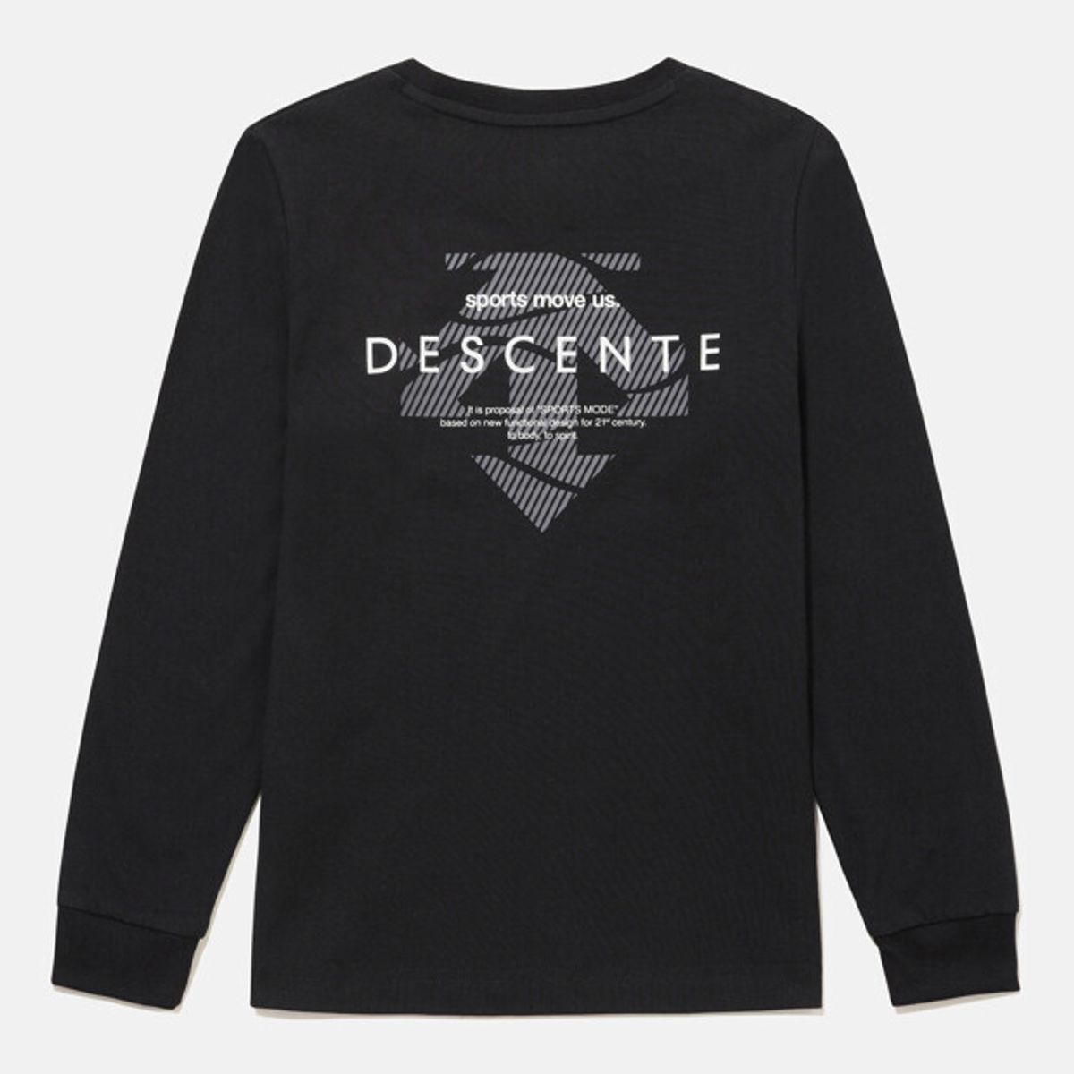 데상트(DESCENTE) 영애슬릿 오버핏 그래픽 긴팔 티셔츠 블랙 SR12JUTL13