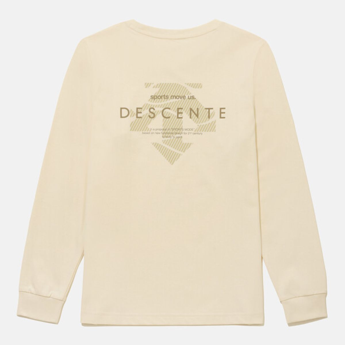데상트(DESCENTE) 영애슬릿 오버핏 그래픽 긴팔 티셔츠 아이보리 SR12JUTL13