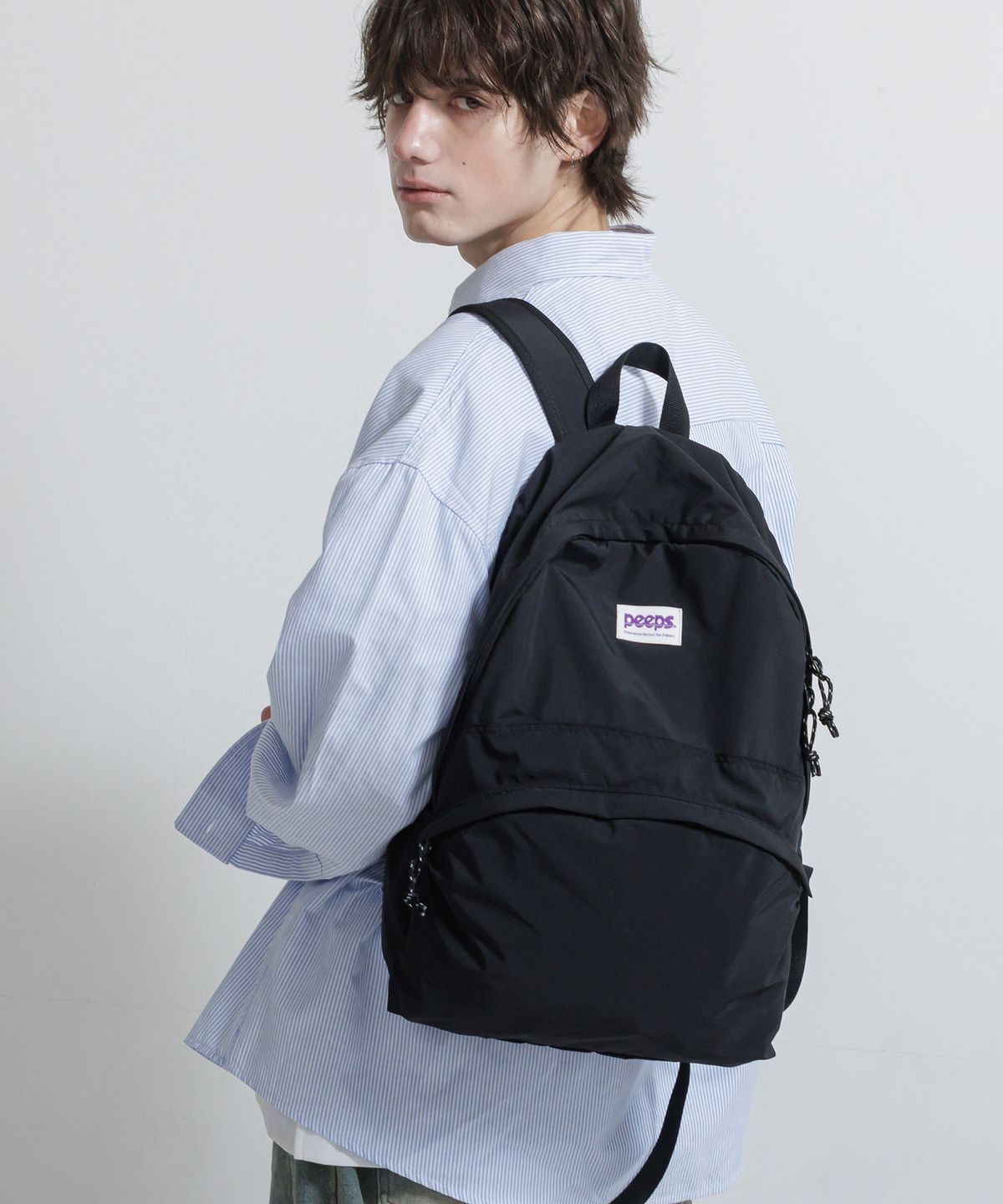 핍스(PEEPS) Standard Backpack(Large Black) 폼버디 키링 포함