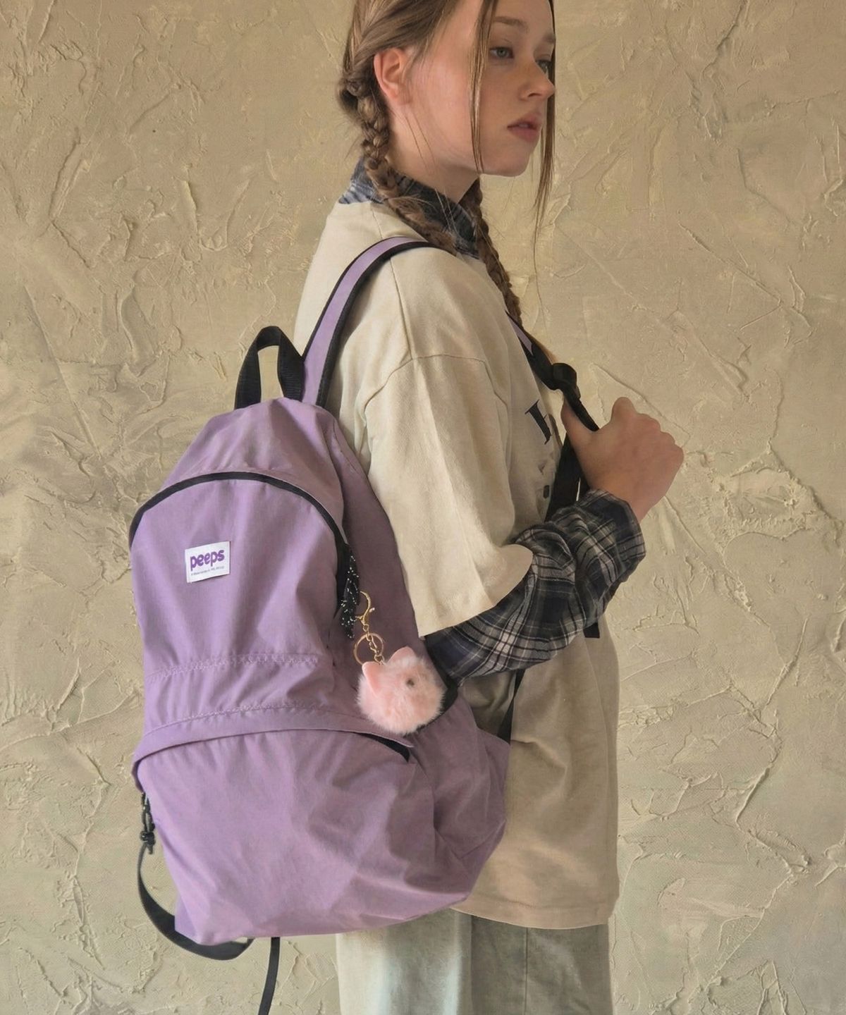 핍스(PEEPS) Standard Backpack(Large Violet) 폼버디 키링 포함