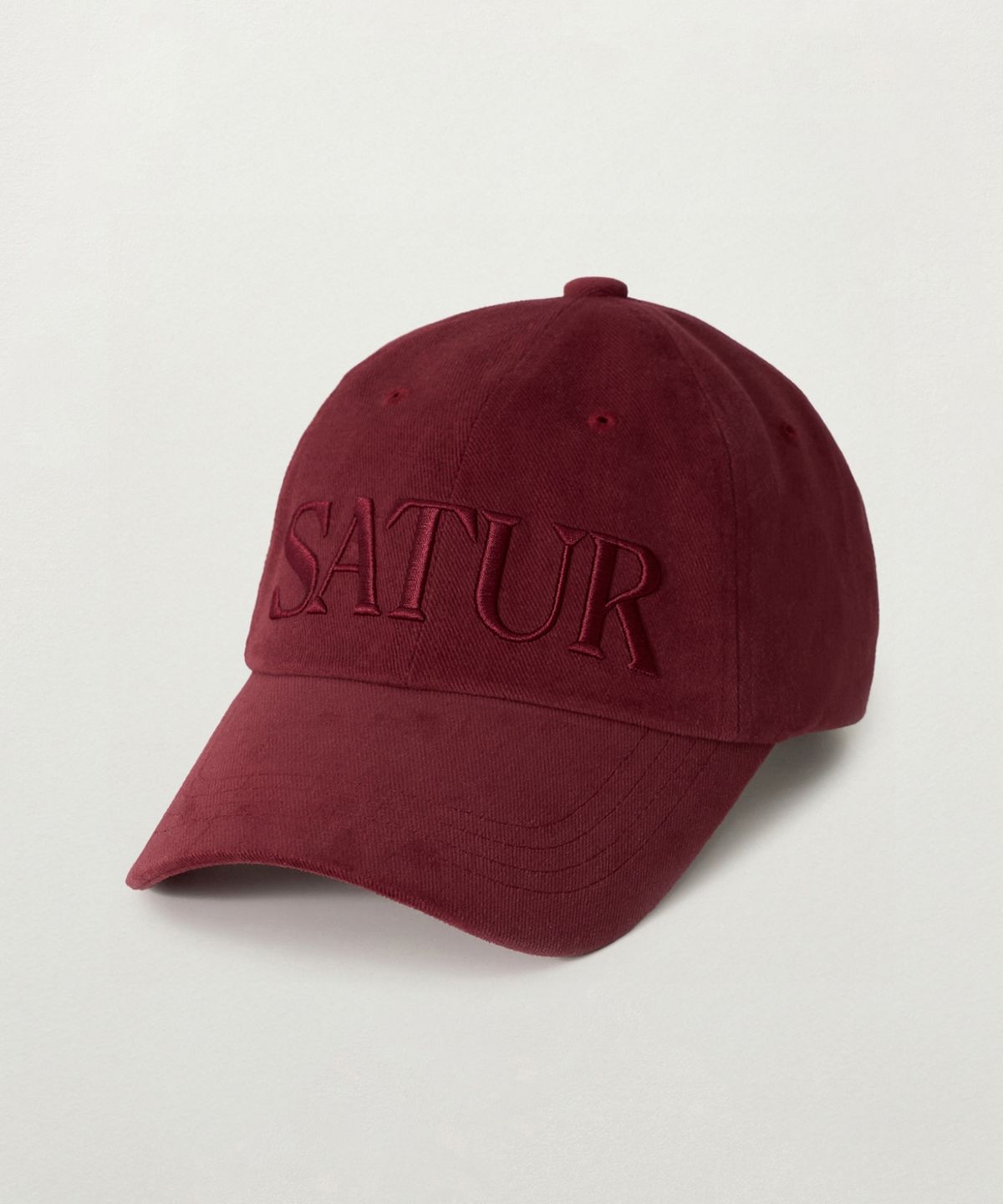 세터(SATUR) 빈티지 캐쥬얼 볼륨 자수 볼캡 버건디