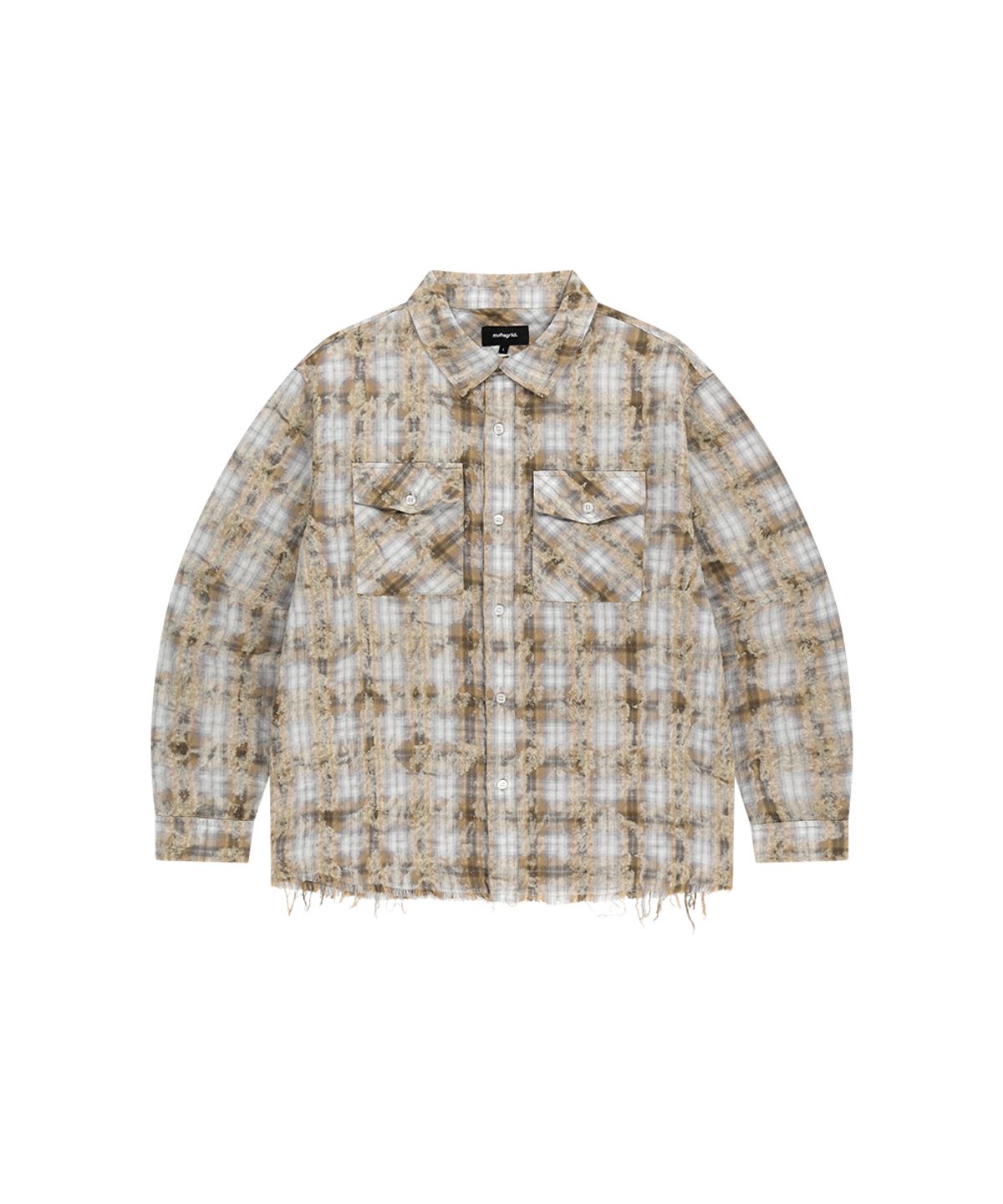 마하그리드(MAHAGRID) BLEACHED RAW-CUT CHECK SHIRT YELLOW(MG2GSMW320A)