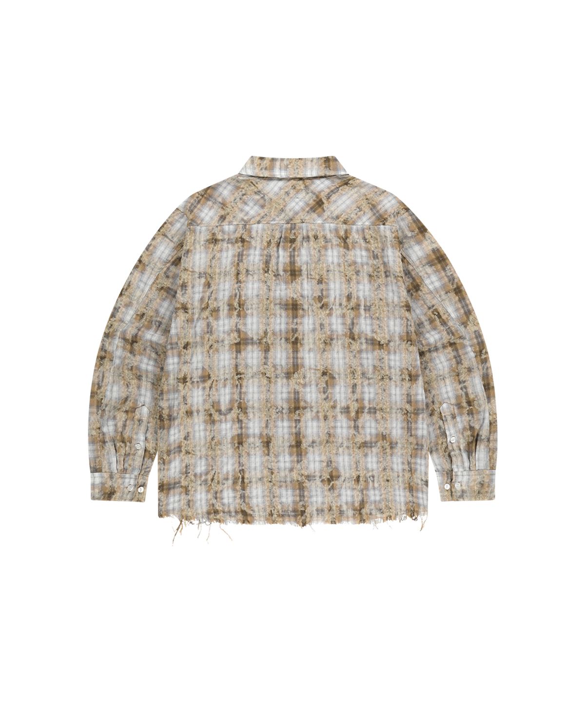 마하그리드(MAHAGRID) BLEACHED RAW-CUT CHECK SHIRT YELLOW(MG2GSMW320A)