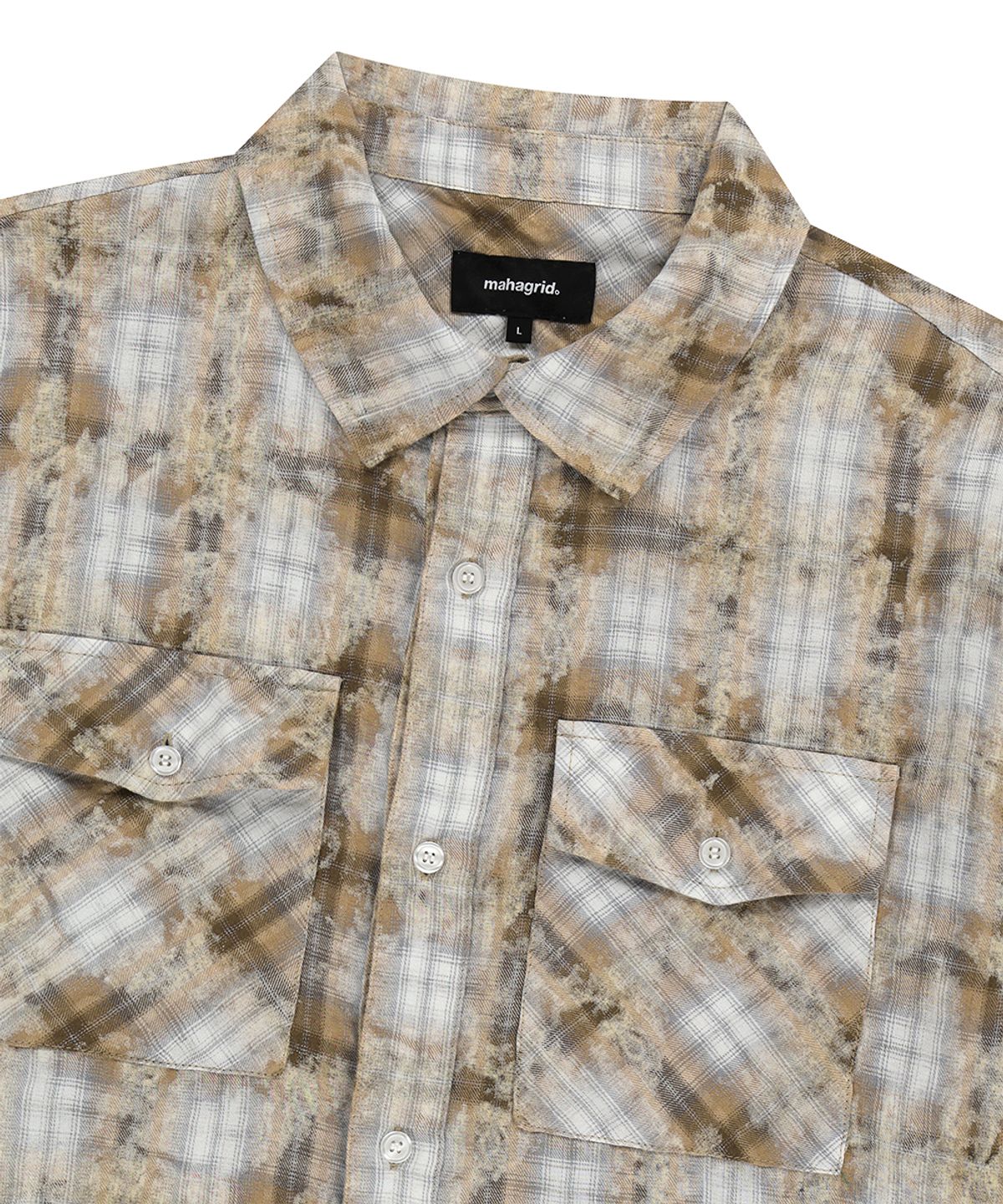 마하그리드(MAHAGRID) BLEACHED RAW-CUT CHECK SHIRT YELLOW(MG2GSMW320A)