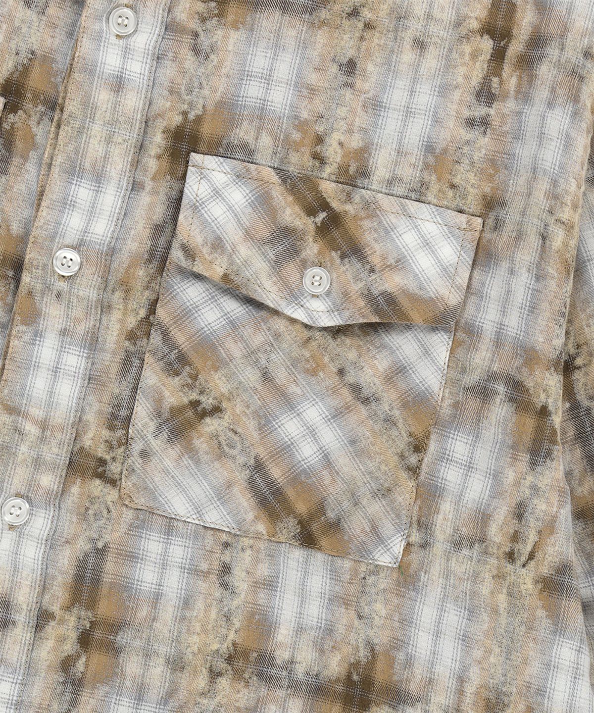 마하그리드(MAHAGRID) BLEACHED RAW-CUT CHECK SHIRT YELLOW(MG2GSMW320A)