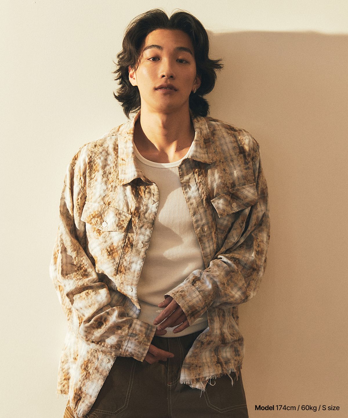 마하그리드(MAHAGRID) BLEACHED RAW-CUT CHECK SHIRT YELLOW(MG2GSMW320A)