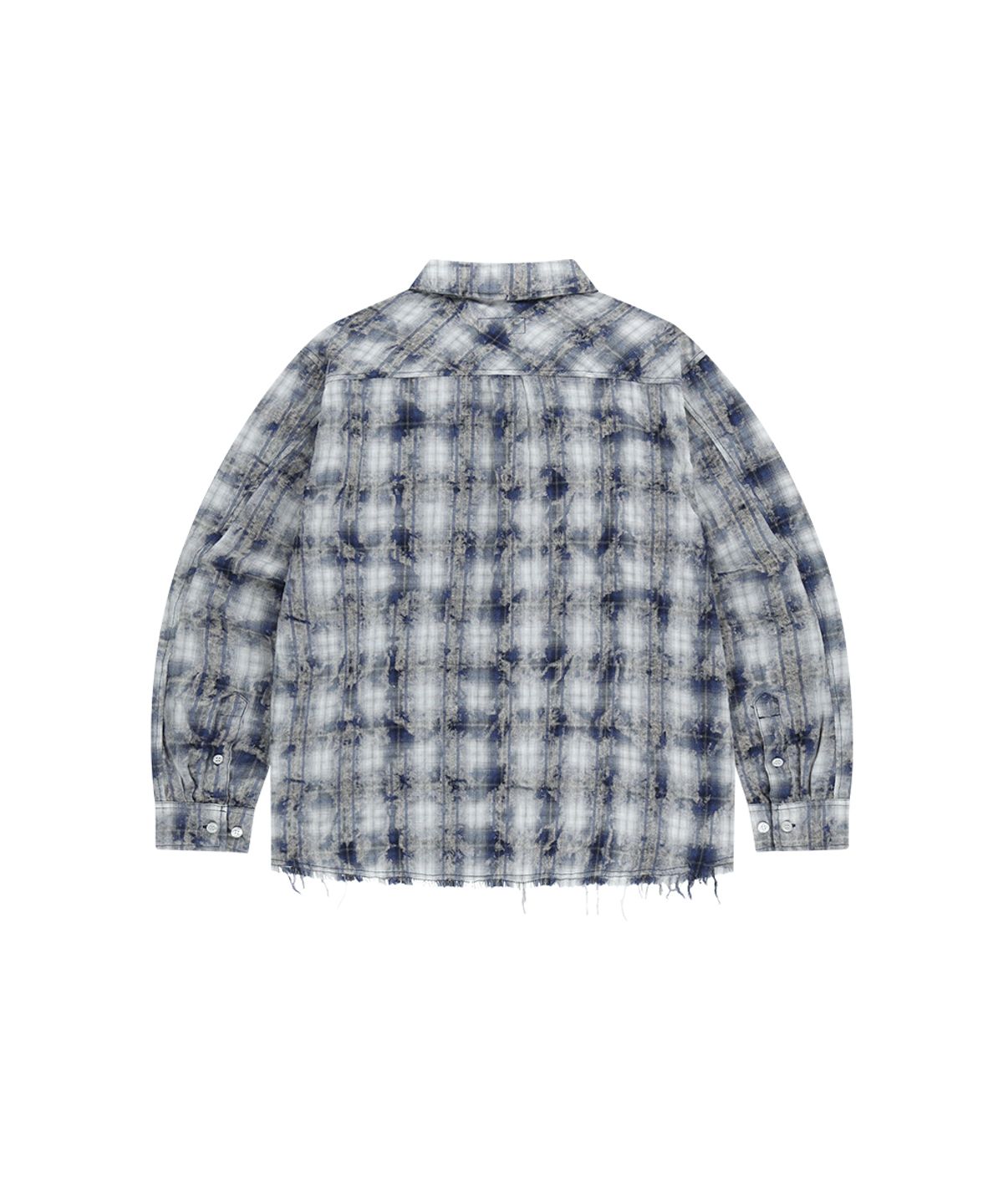 마하그리드(MAHAGRID) BLEACHED RAW-CUT CHECK SHIRT NAVY(MG2GSMW320A)