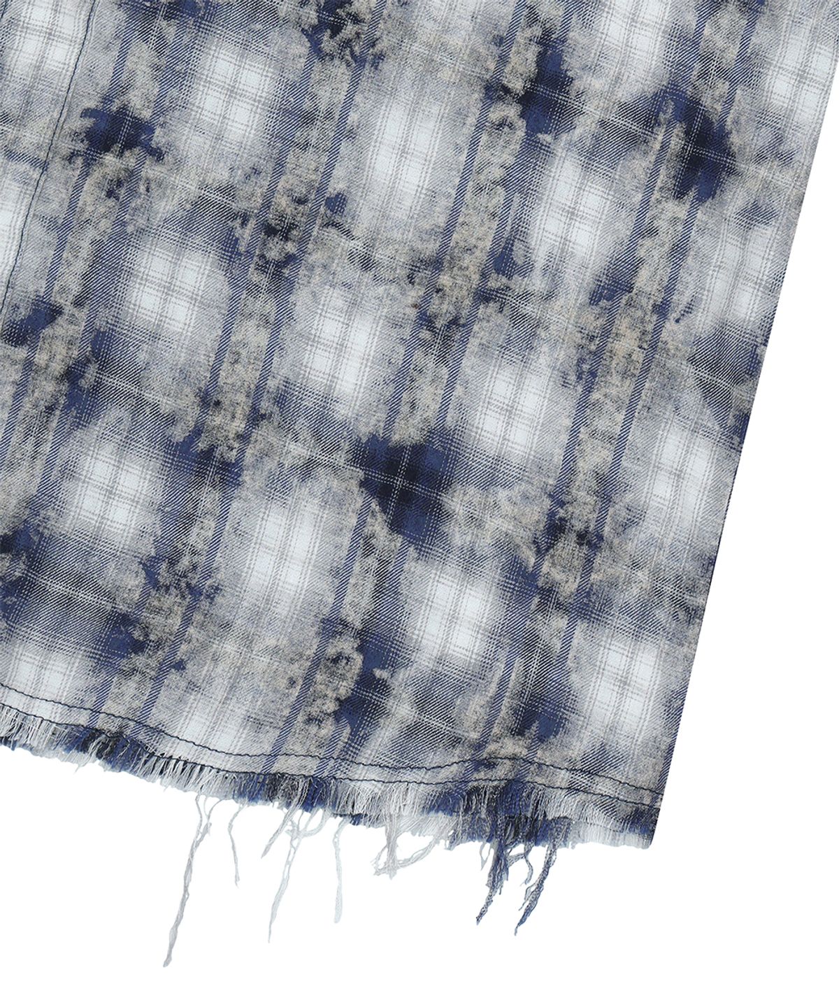 마하그리드(MAHAGRID) BLEACHED RAW-CUT CHECK SHIRT NAVY(MG2GSMW320A)