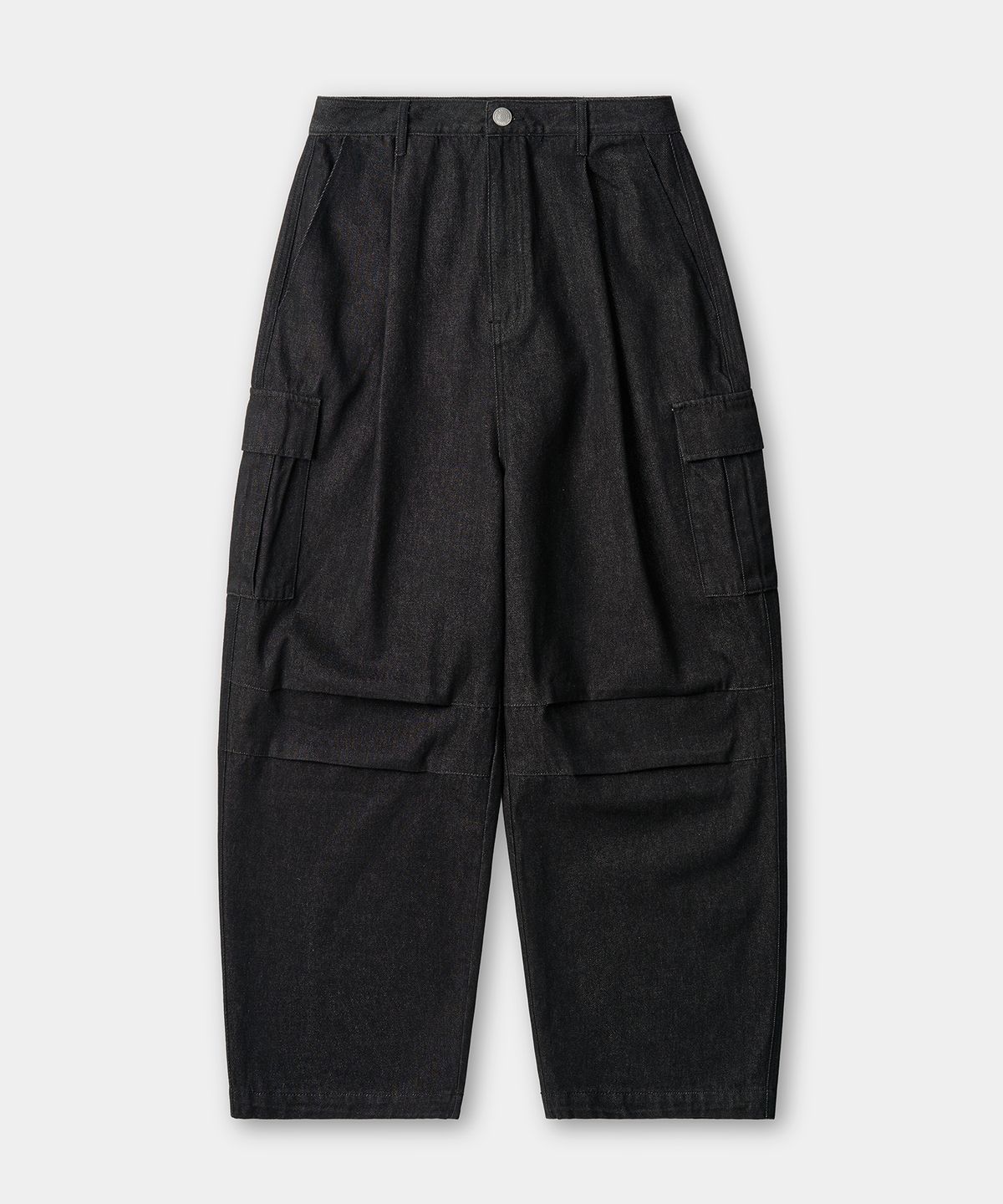 엑스컨테이너(EXCONTAINER) 로우 벌룬 카고 데님 팬츠 (BLACK)