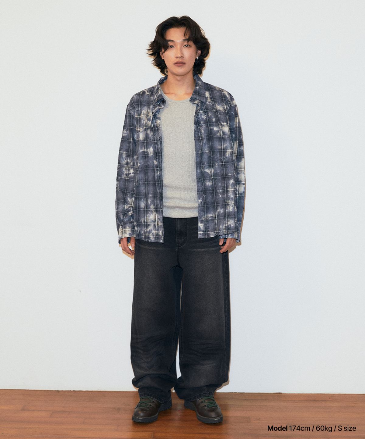 마하그리드(MAHAGRID) OVERDYED CHECK SHIRT INDIGO(MG2GSMW321A)