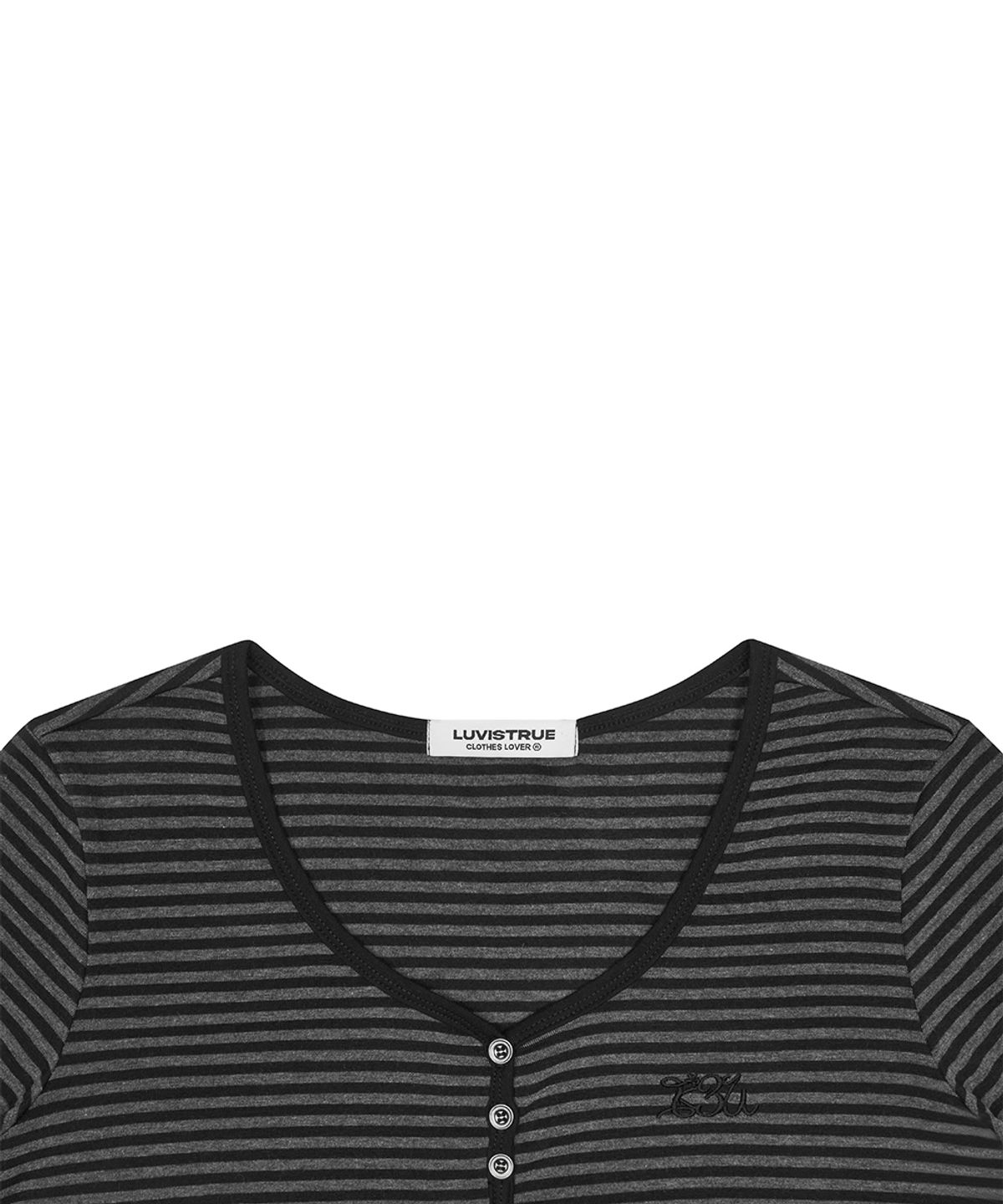 러브이즈트루(LUVISTRUE) BASIC ILOVEU SLEEVE TEE(CHARCOAL)