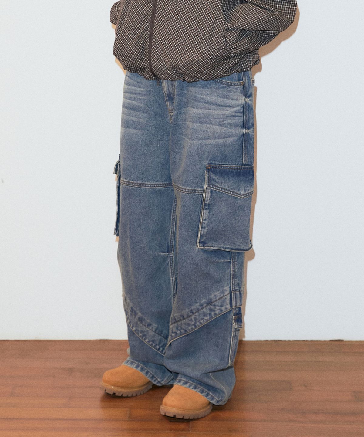 마하그리드(MAHAGRID) WIDE CARGO DENIM PANT BLACK(MG2ESMD112A)