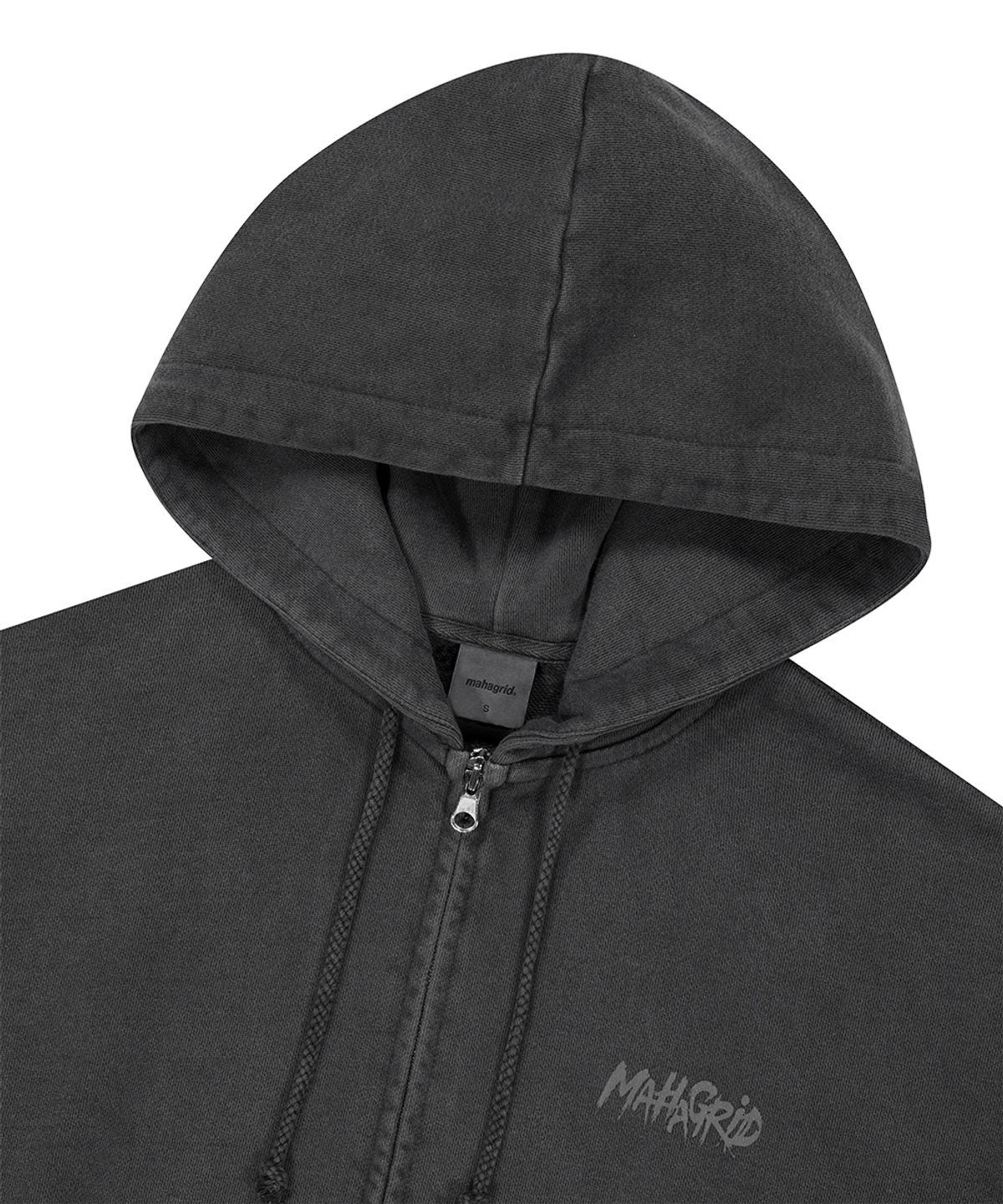 마하그리드(MAHAGRID) SLASH LOGO PIGMENT ZIP UP HOODIE CHARCOAL(MG2FFMM491A)