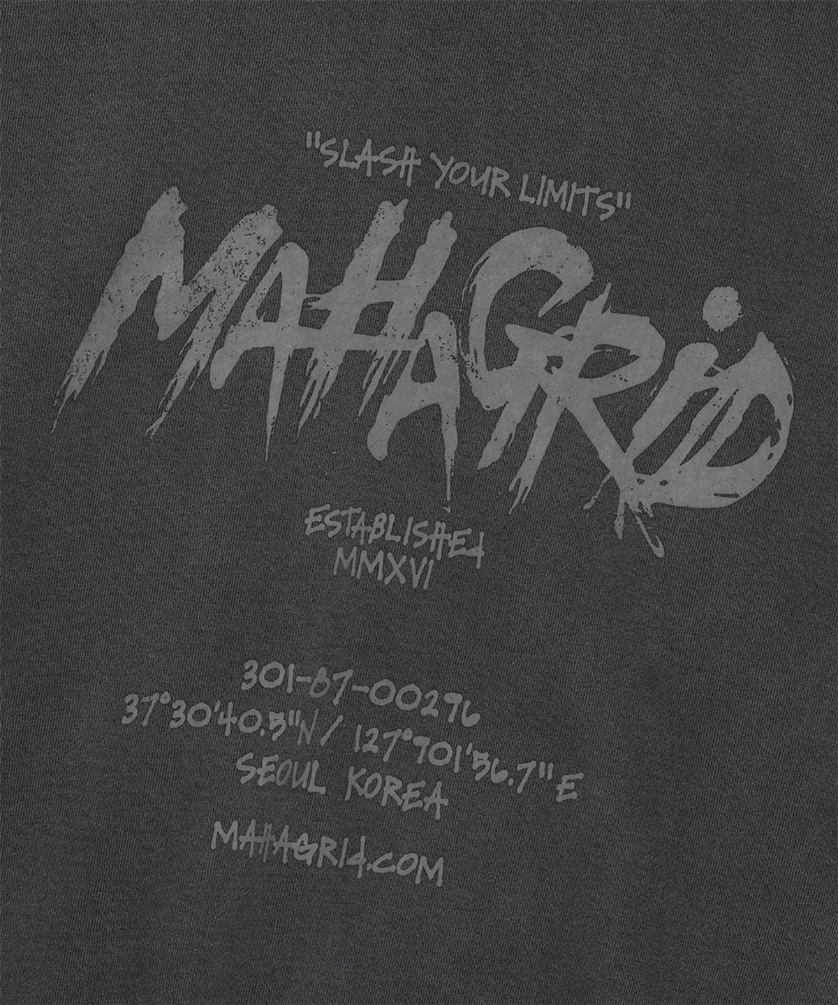 마하그리드(MAHAGRID) SLASH LOGO PIGMENT ZIP UP HOODIE CHARCOAL(MG2FFMM491A)