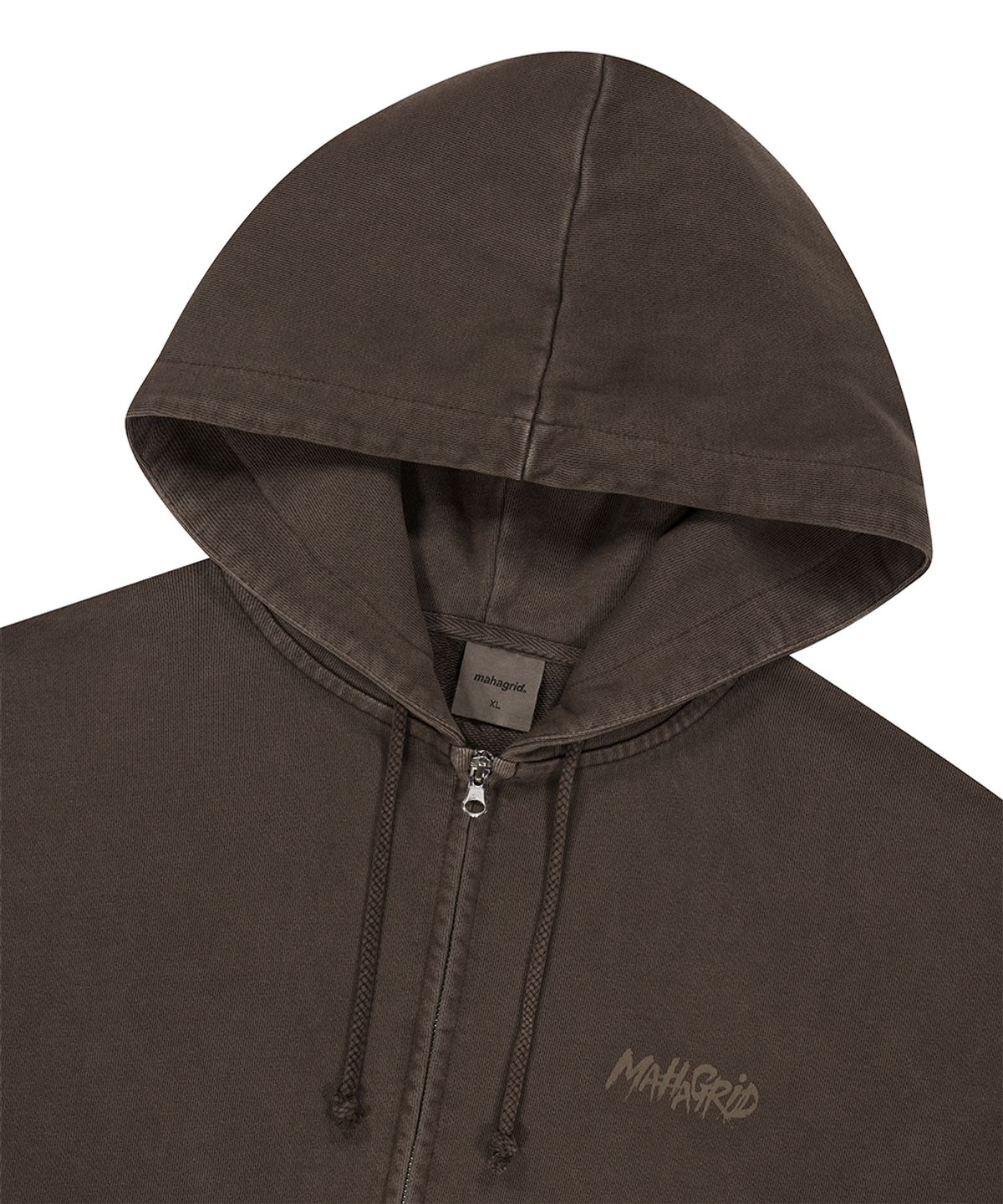 마하그리드(MAHAGRID) SLASH LOGO PIGMENT ZIP UP HOODIE BROWN(MG2FFMM491A)