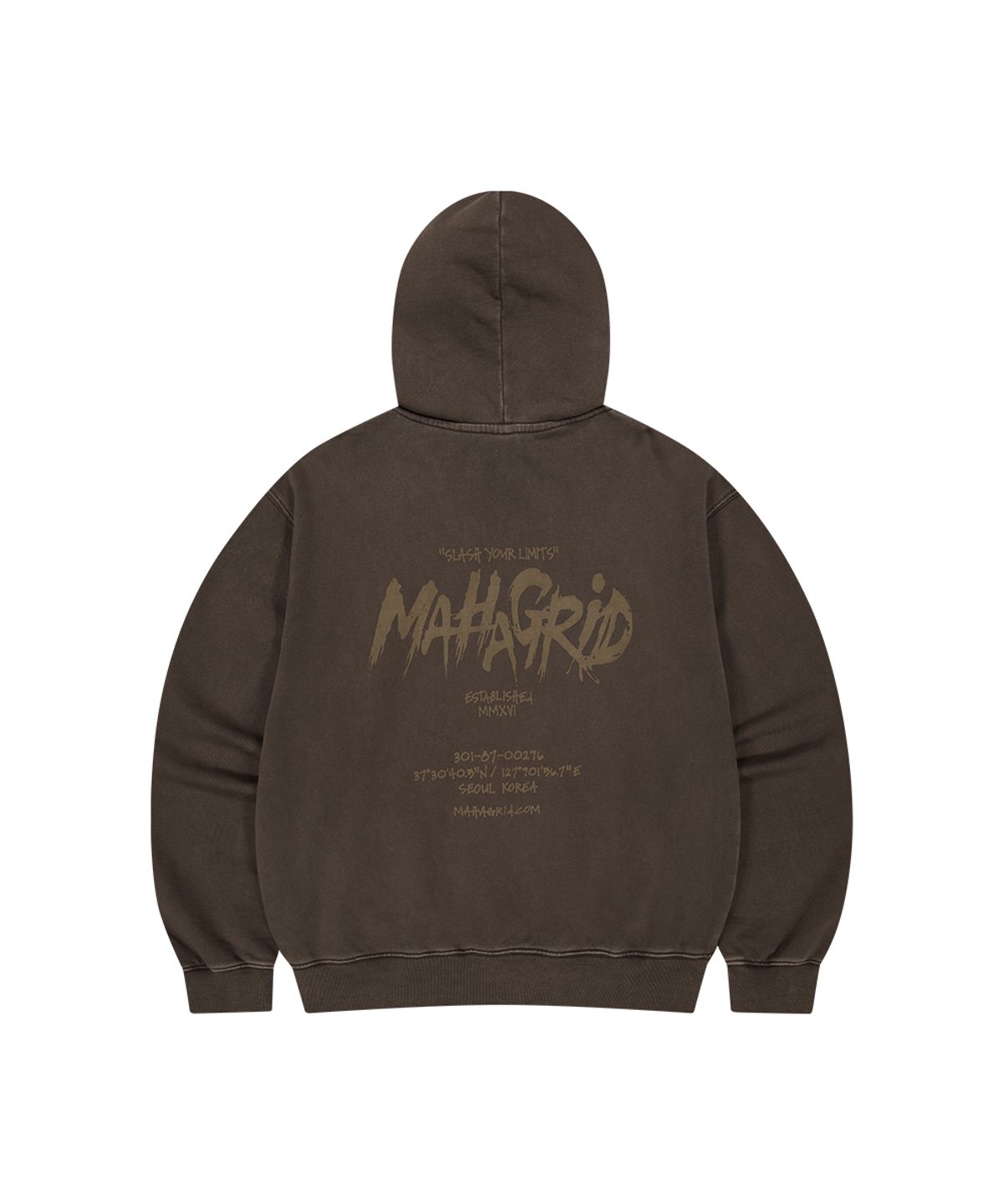 마하그리드(MAHAGRID) SLASH LOGO PIGMENT ZIP UP HOODIE BROWN(MG2FFMM491A)