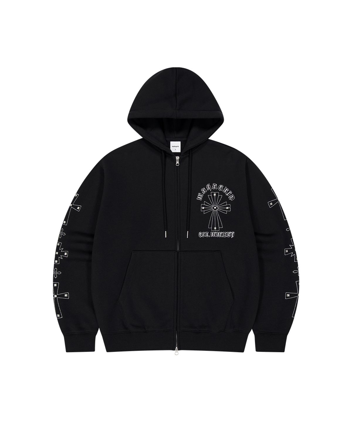 마하그리드(MAHAGRID) CROSS STUD HOOD ZIP UP BLACK(MG2GSMM480A)