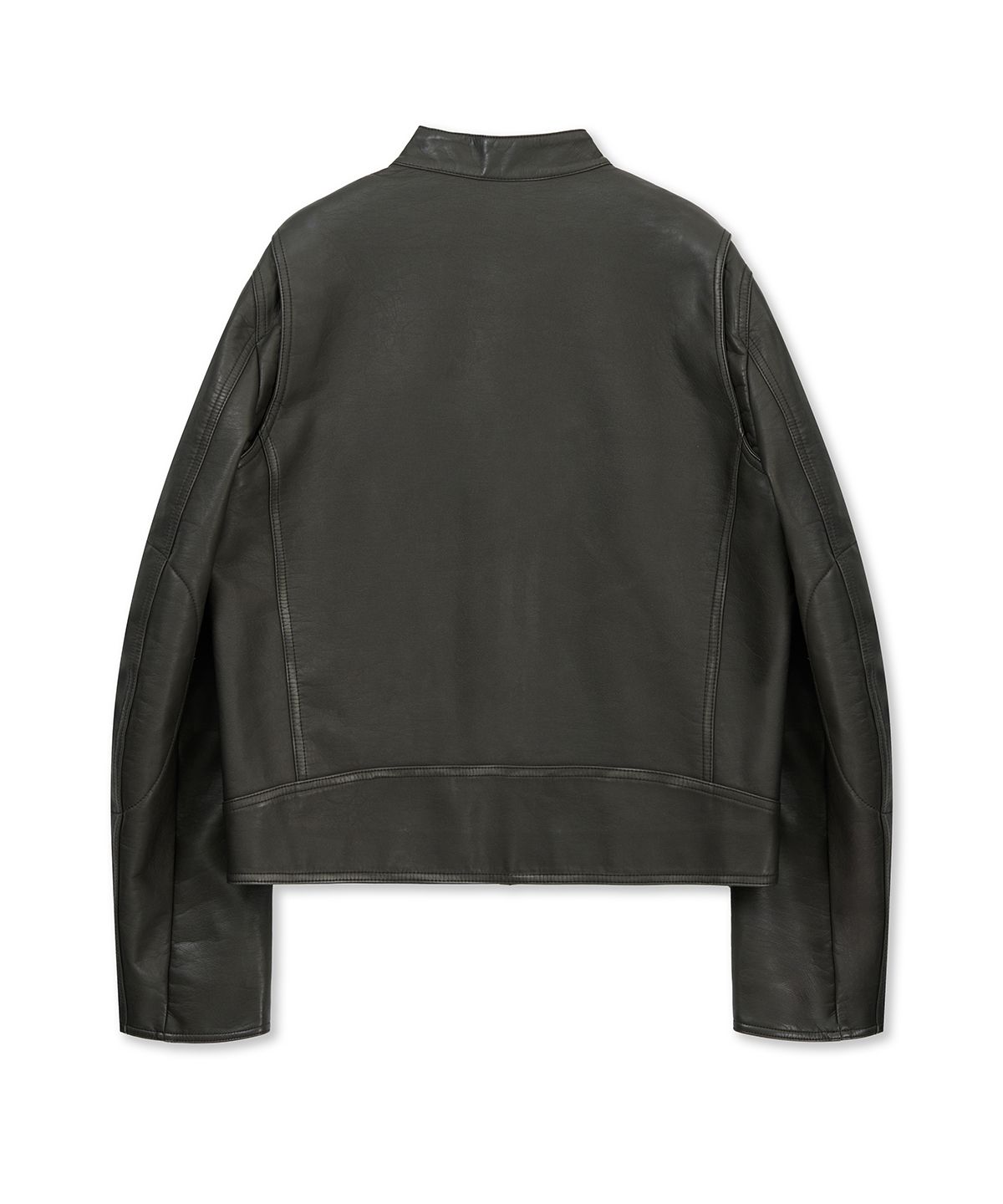 MUSINSA公式 | MATIN KIM WASHED FAUX LEATHER RACER JUMPER IN CHARCOAL