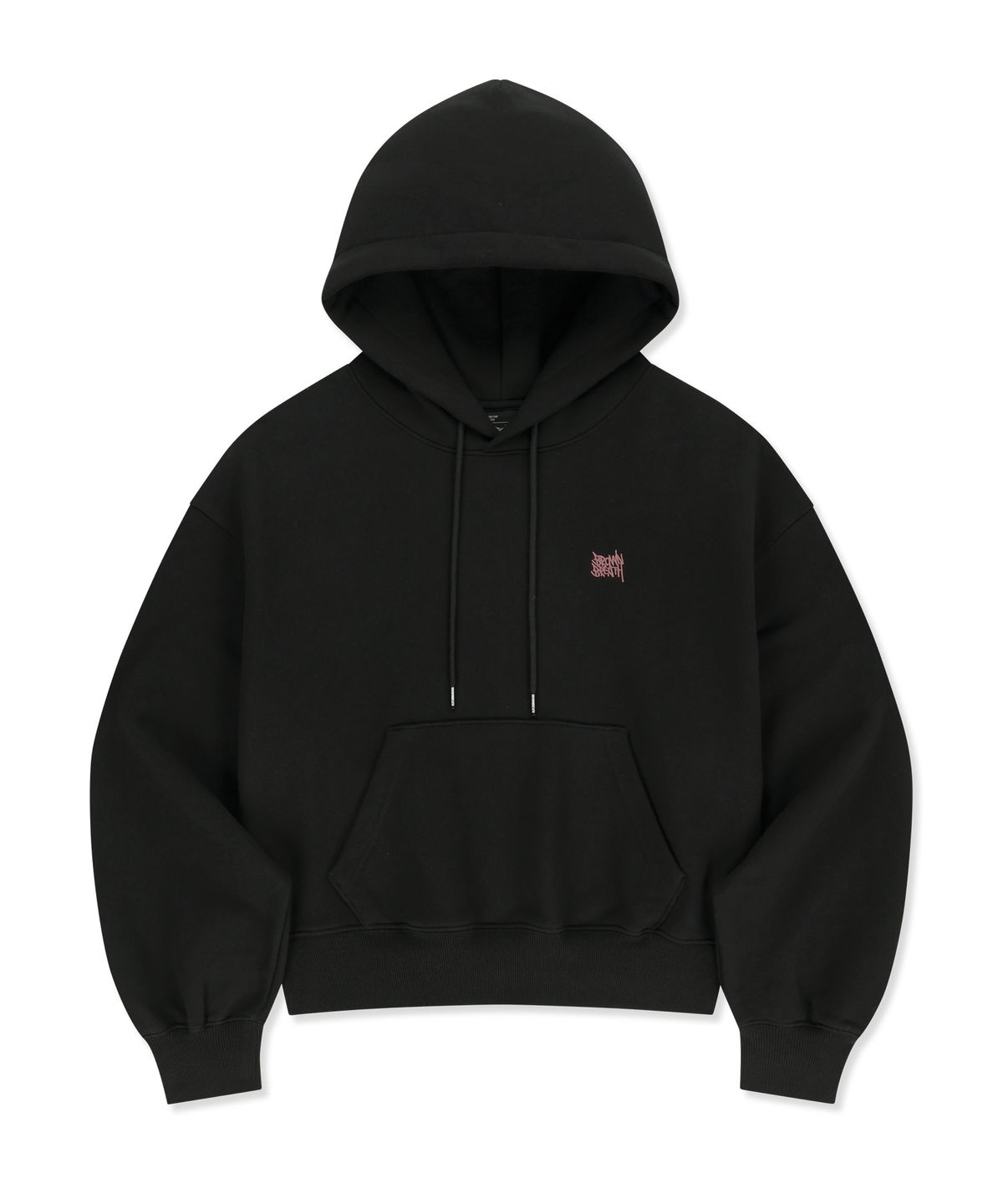 브라운브레스(BROWNBREATH) W TAG CROP HOODIE - BLACK