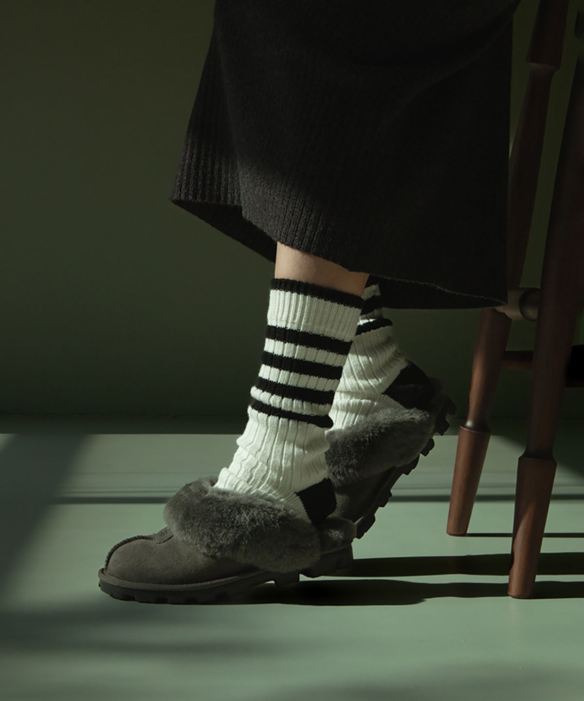 보타(VOTTA) VINTAGE STRIPED COTTON RIBBED- Bright White/Black