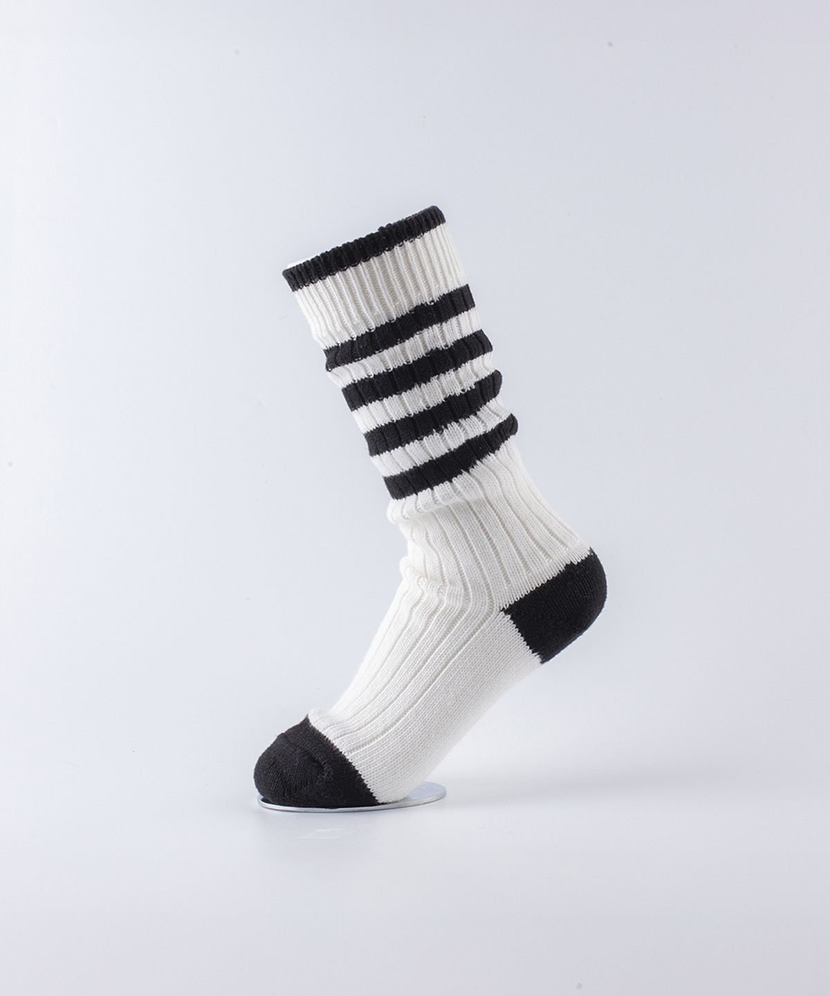 보타(VOTTA) VINTAGE STRIPED COTTON RIBBED- Bright White/Black