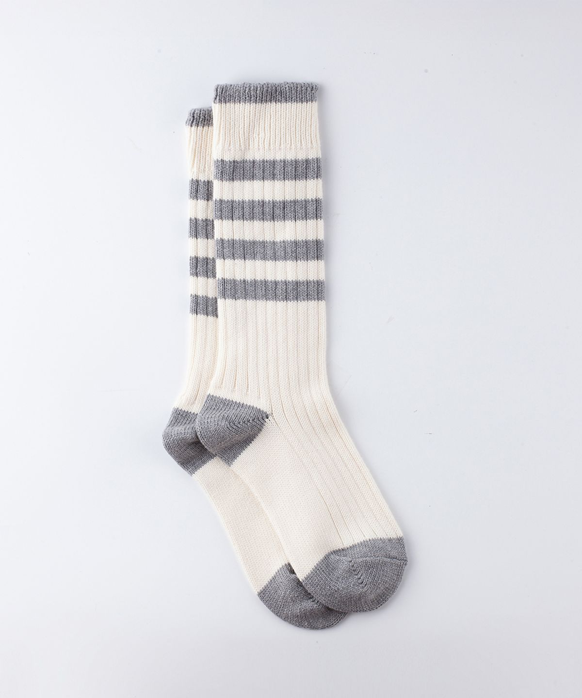 보타(VOTTA) VINTAGE STRIPED COTTON RIBBED-Cream/Melange Gray