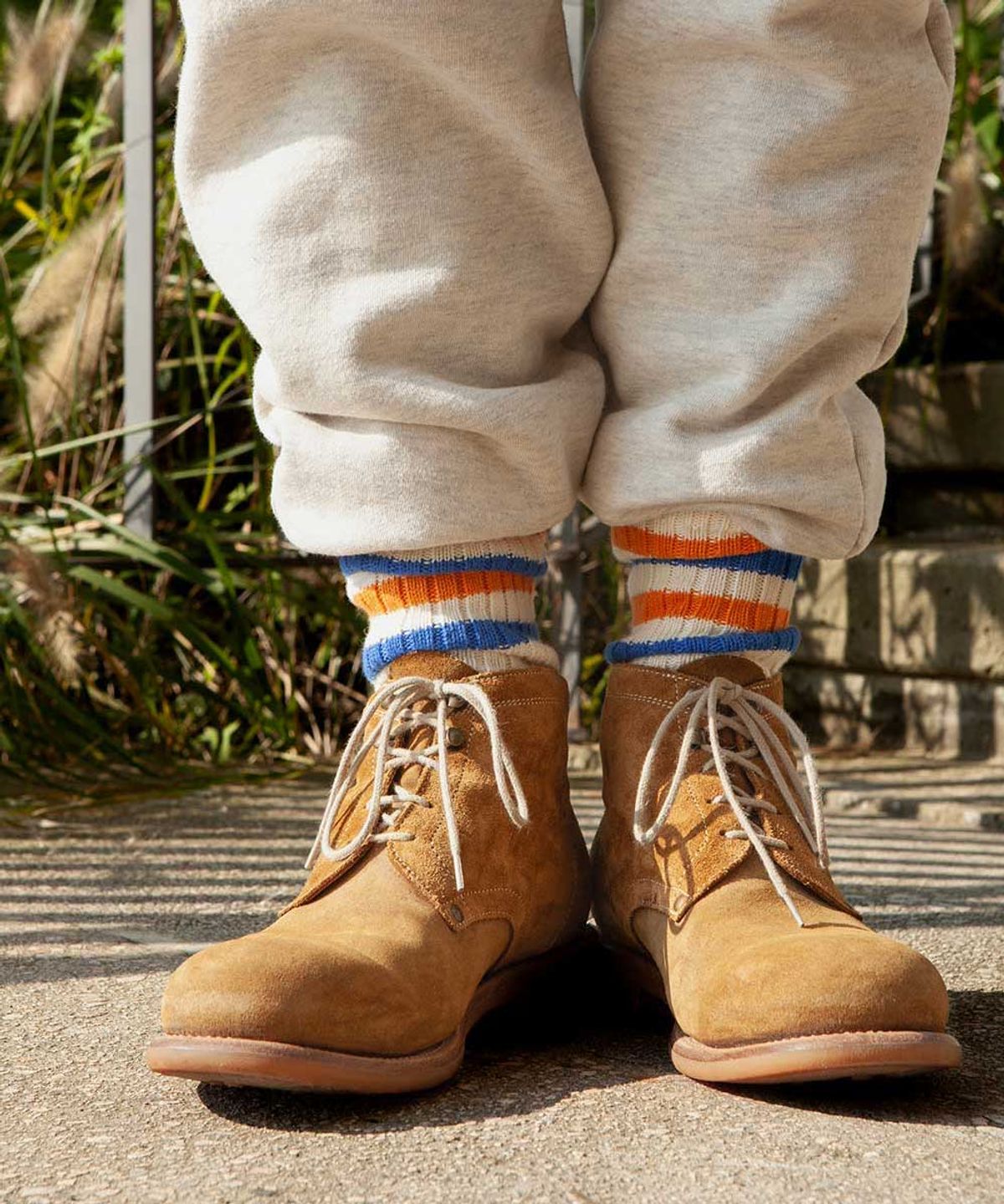 보타(VOTTA) VINTAGE STRIPED COTTON RIBBED-Vanilla Cream/BlueOrange