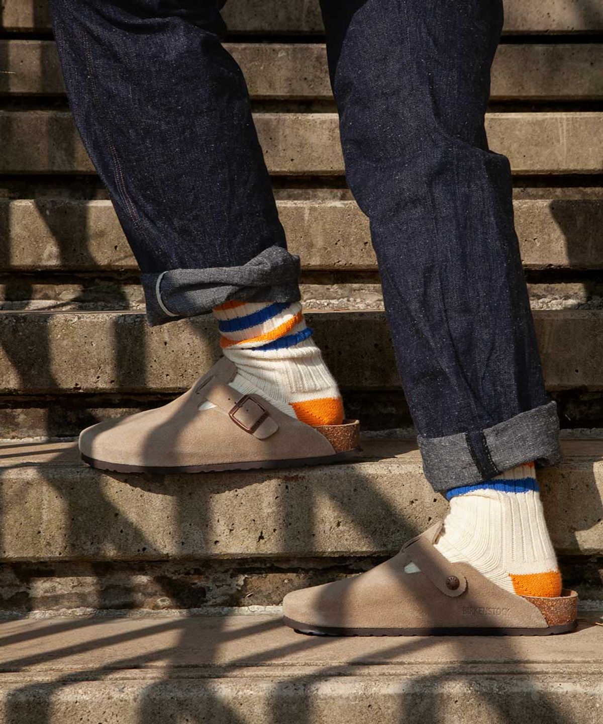 보타(VOTTA) VINTAGE STRIPED COTTON RIBBED-Vanilla Cream/BlueOrange